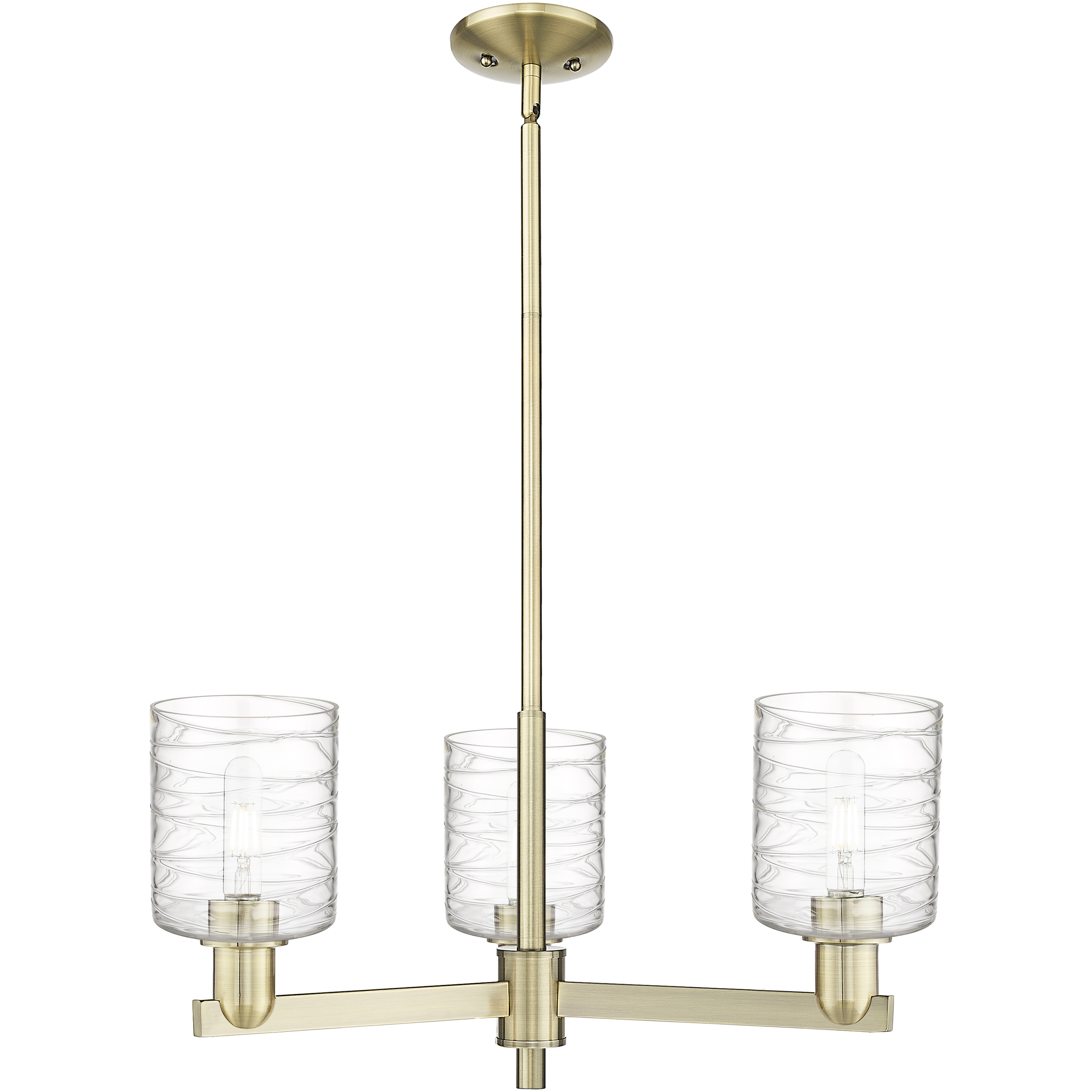 Arcadia Cobbleskill 3 Light 26.75 inch Antique Brass Chandelier Ceiling Light in Deco Swirl