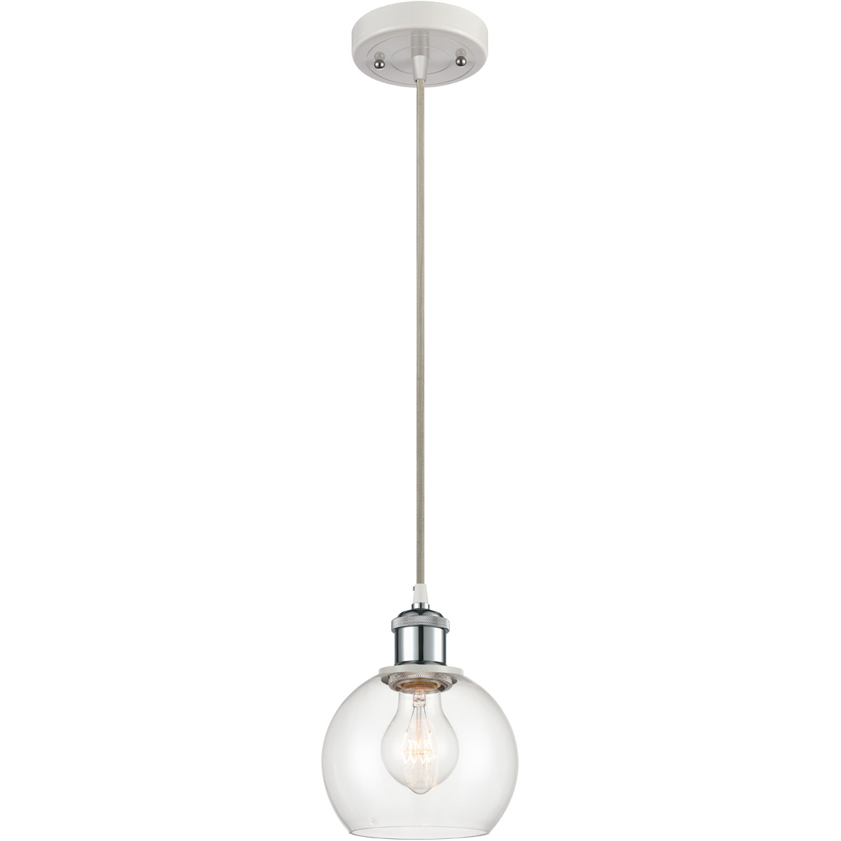 Ballston Athens 1 Light 6 inch White and Polished Chrome Mini Pendant Ceiling Light in Clear Glass