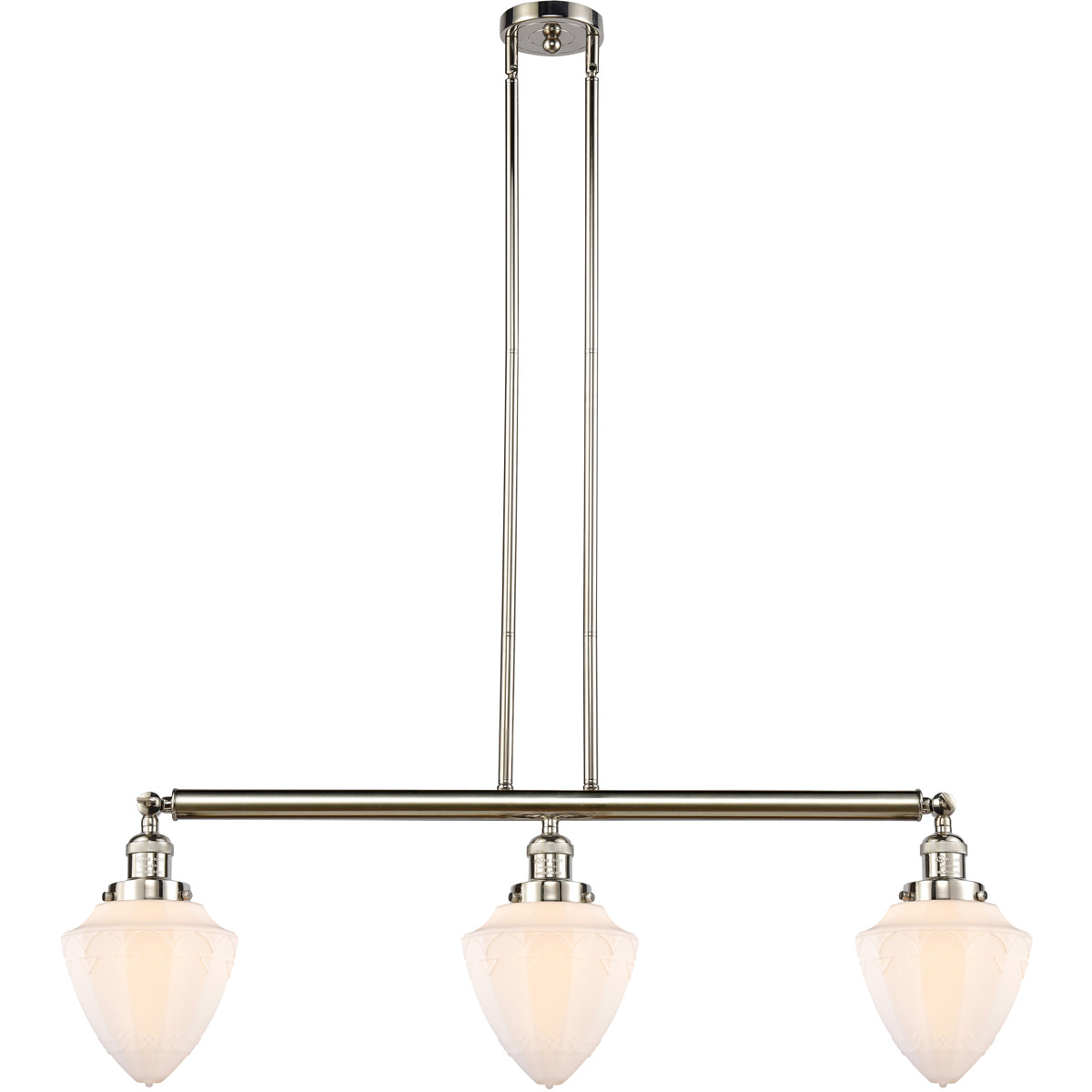 Franklin Restoration Bullet 3 Light 38 inch Polished Nickel Island Light Ceiling Light in Matte White Glass