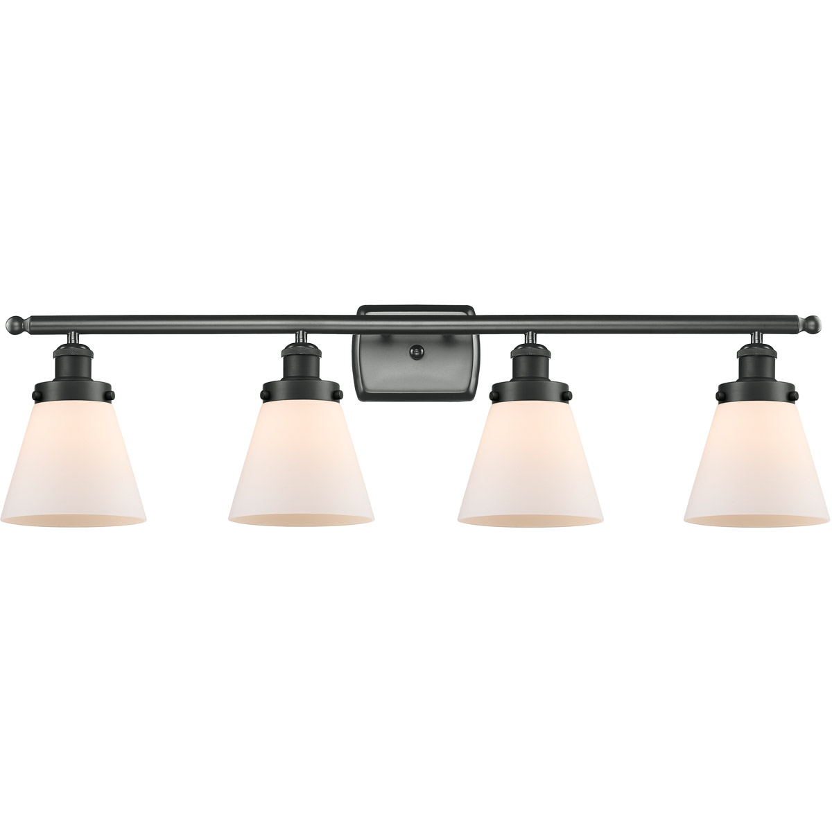 Ballston Small Cone LED 36 inch Matte Black Bath Vanity Light Wall Light in Matte White Glass, Ballston