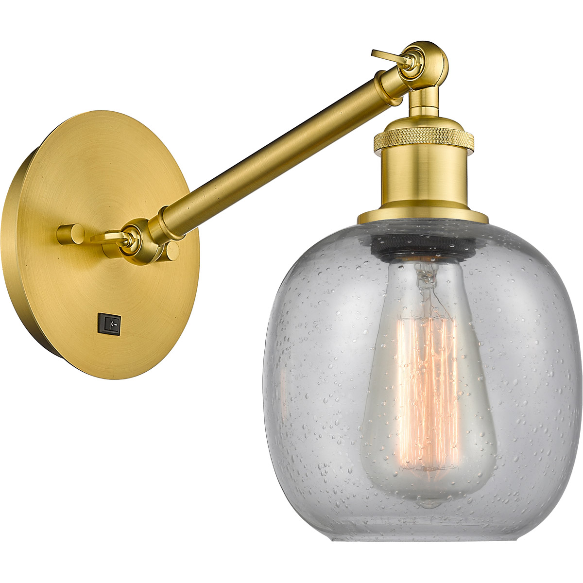 Ballston Belfast LED 6 inch Satin Gold Sconce Wall Light in Seedy Glass