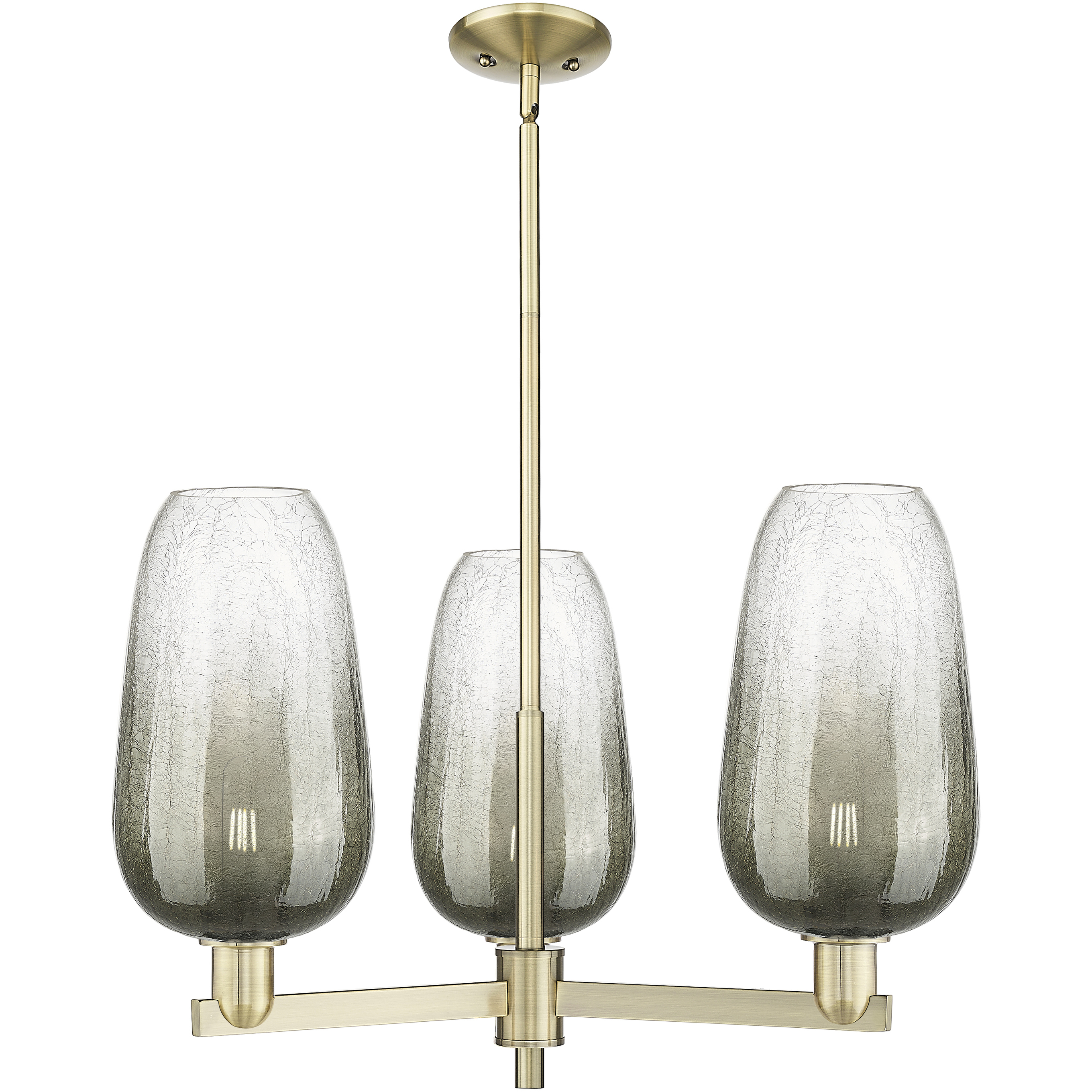 Brookhaven Flute 3 Light 17.63 inch Antique Brass Chandelier Ceiling Light in Slate Glass