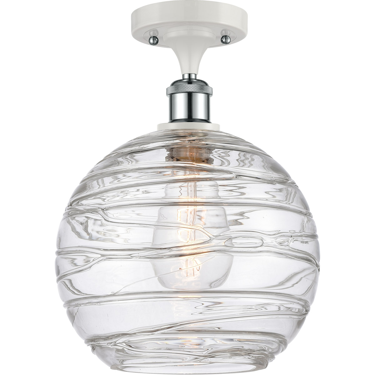 Ballston Large Deco Swirl LED 10 inch White and Polished Chrome Semi-Flush Mount Ceiling Light, Ballston