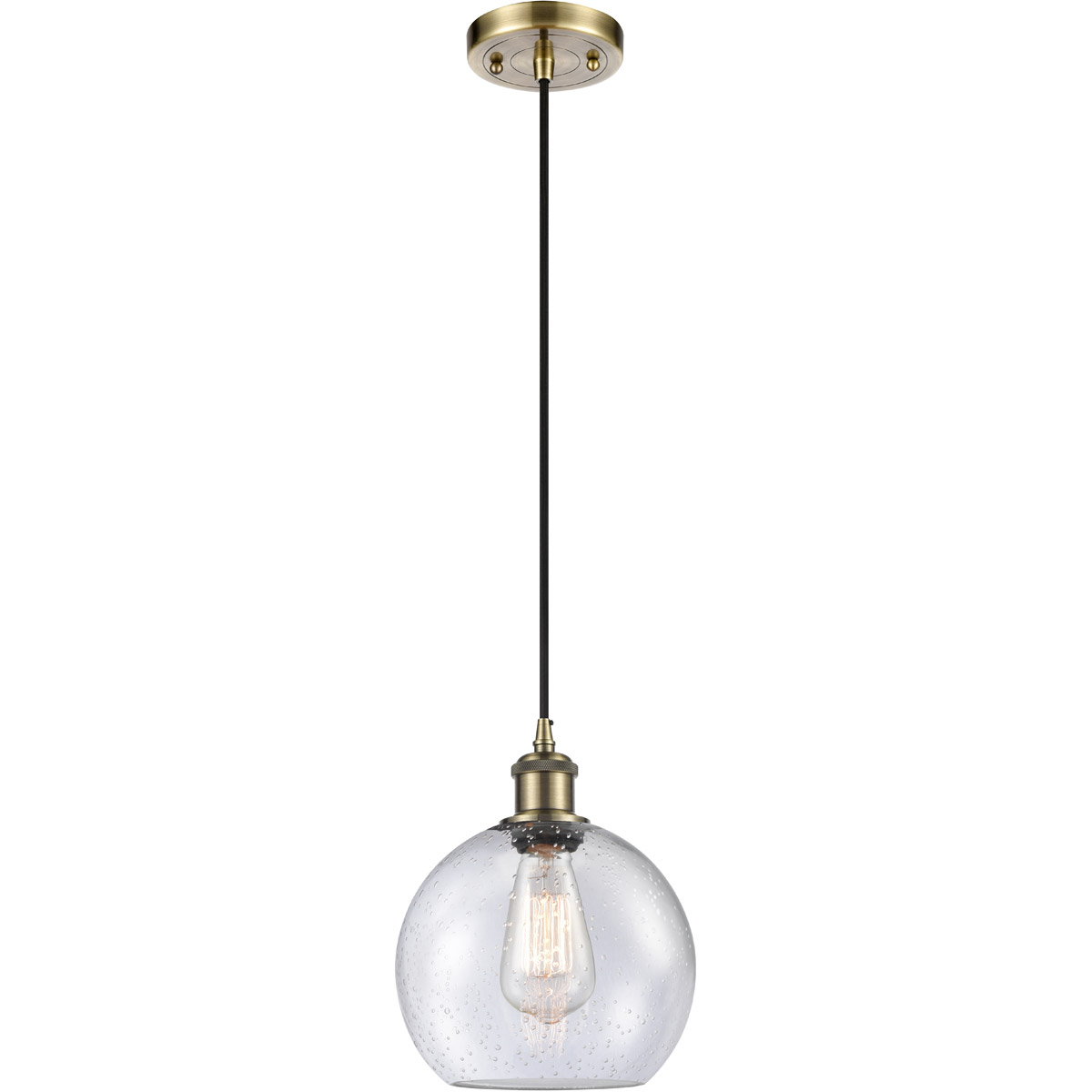 Ballston Athens LED 8 inch Antique Brass Mini Pendant Ceiling Light, Ballston