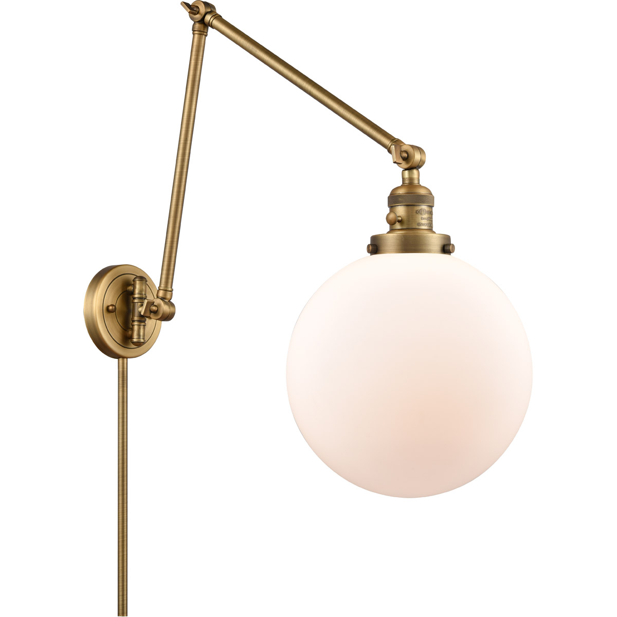 Extra Large Beacon 32 inch 60.00 watt Brushed Brass Swing Arm Wall Light