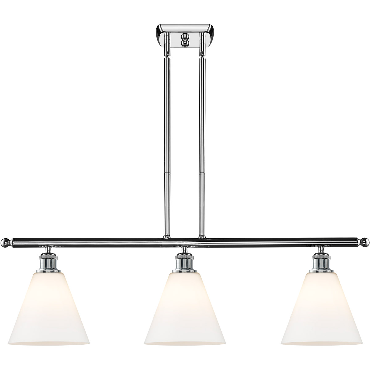 Ballston Ballston Cone 3 Light 36 inch Polished Chrome Island Light Ceiling Light in Matte White Glass
