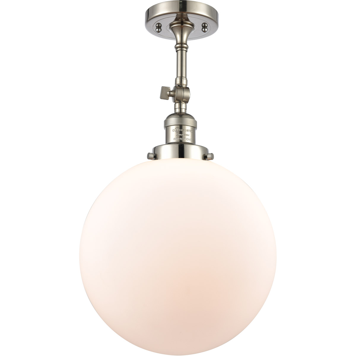Franklin Restoration XX-Large Beacon LED 12 inch Polished Nickel Semi-Flush Mount Ceiling Light in Matte White Glass, Franklin Restoration