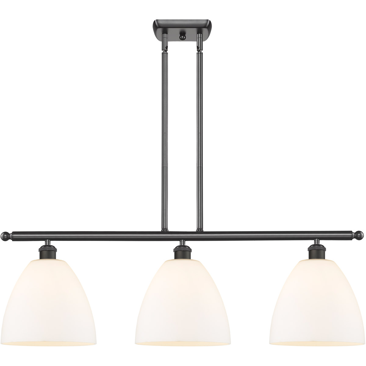 Ballston Ballston Dome 3 Light 36 inch Oil Rubbed Bronze Island Light Ceiling Light in Matte White Glass