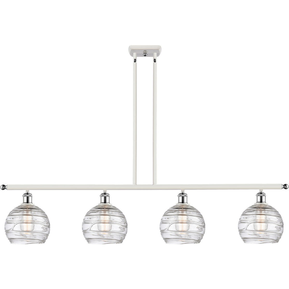 Ballston Deco Swirl 4 Light 48 inch White and Polished Chrome Island Light Ceiling Light, Ballston
