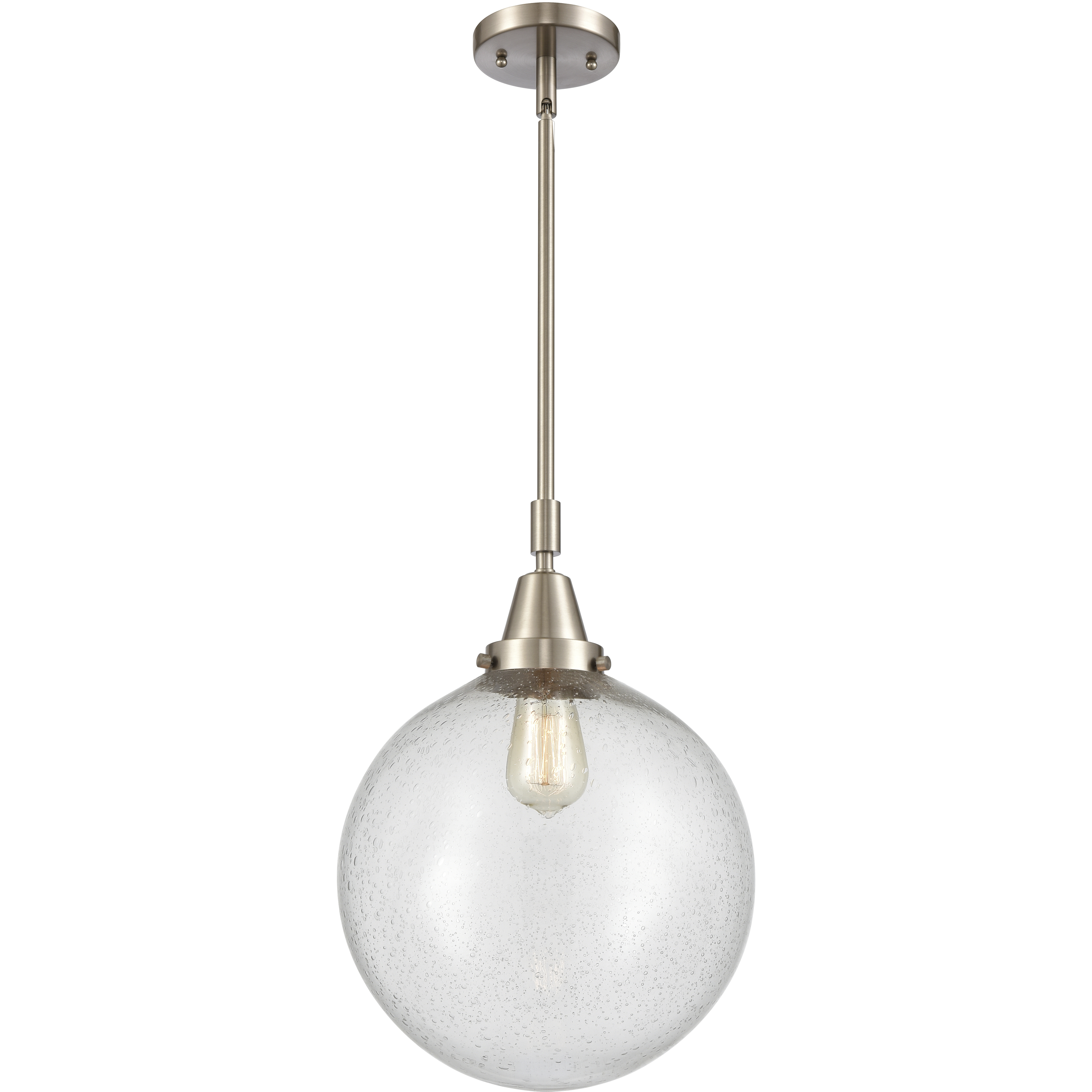 Franklin Restoration Beacon LED 12 inch Brushed Satin Nickel Mini Pendant Ceiling Light in Seedy Glass