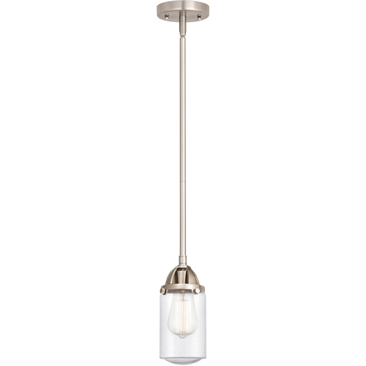 Nouveau 2 Dover LED 5 inch Brushed Satin Nickel Mini Pendant Ceiling Light in Seedy Glass