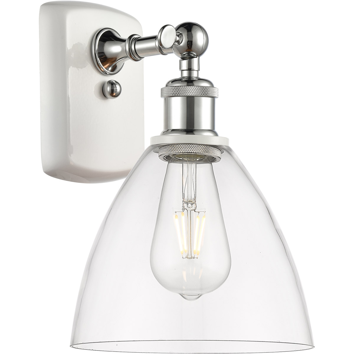Ballston Ballston Dome LED 8 inch White and Polished Chrome Sconce Wall Light in Clear Glass
