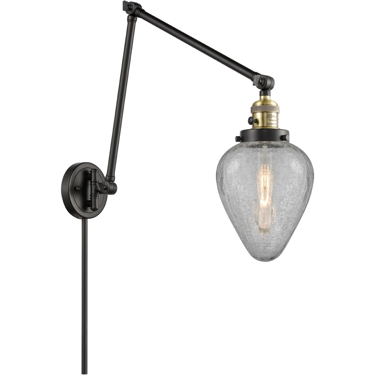 Geneseo 30 inch 3.50 watt Black Antique Brass Swing Arm Wall Light, Franklin Restoration