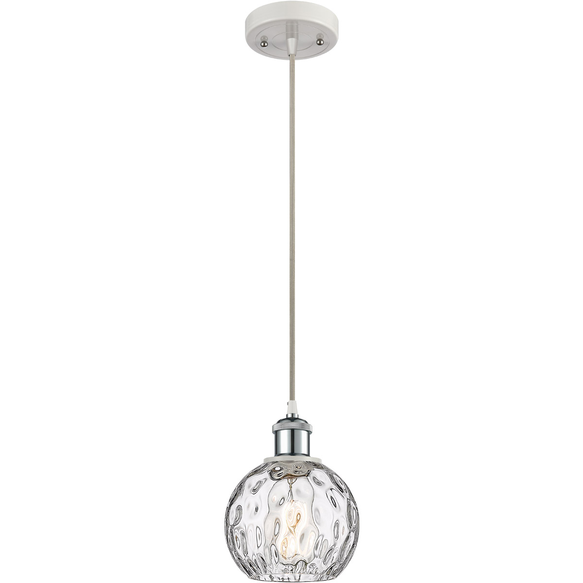 Ballston Athens Water Glass 1 Light 6 inch White and Polished Chrome Mini Pendant Ceiling Light