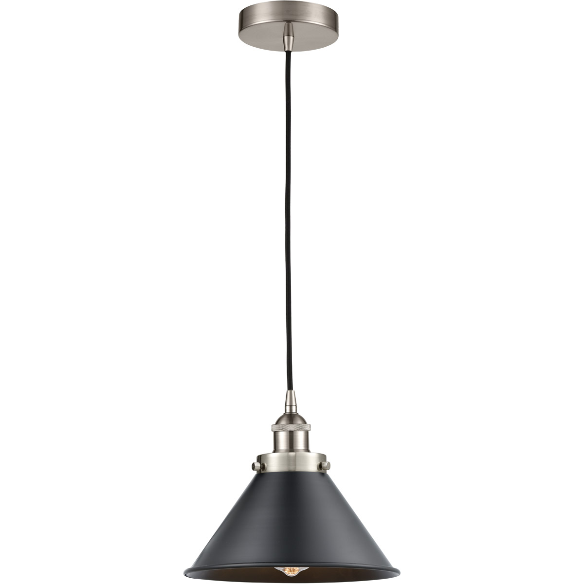 Edison Briarcliff 1 Light 10 inch Brushed Satin Nickel Mini Pendant Ceiling Light