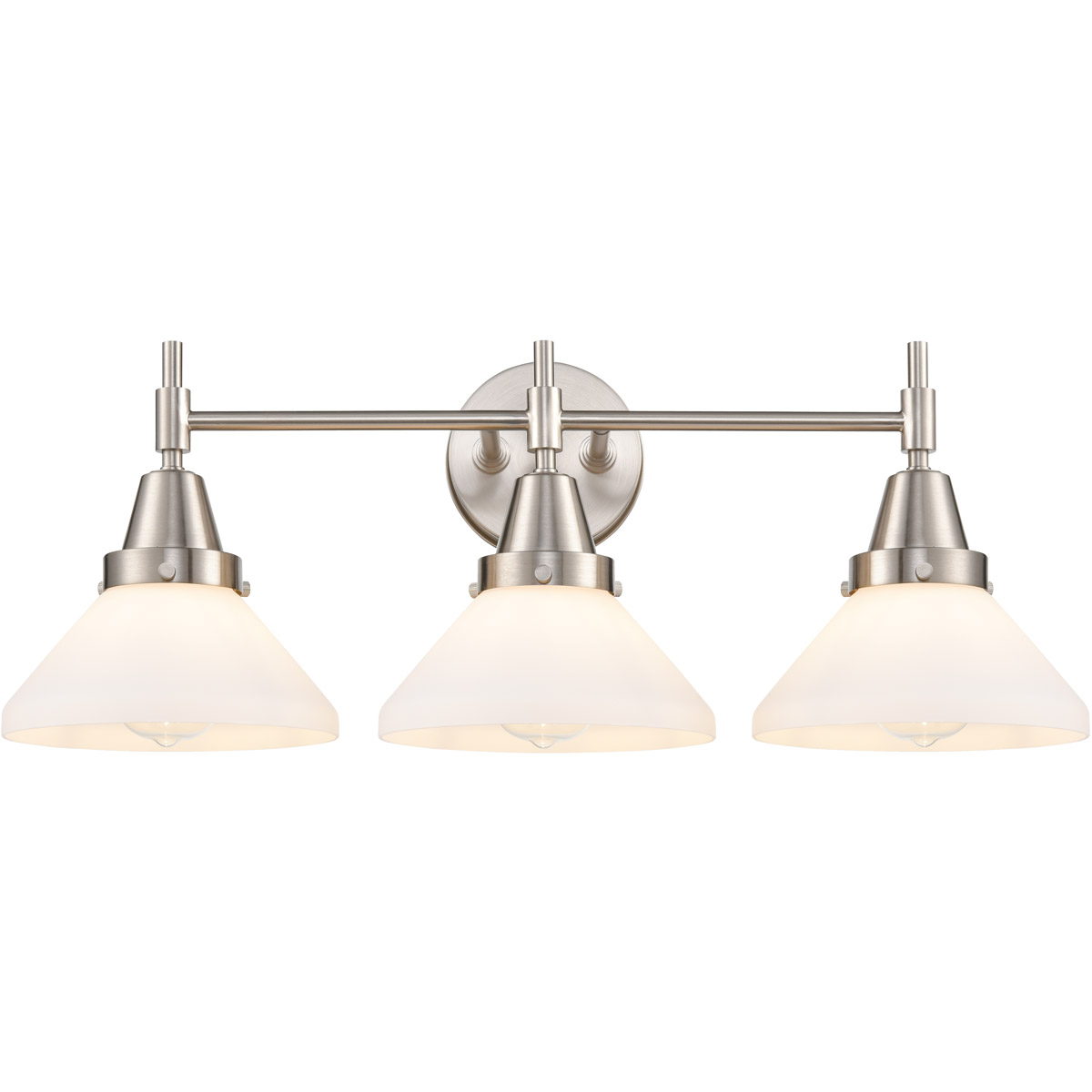 Caden LED 26 inch Satin Nickel Bath Vanity Light Wall Light in White Glass