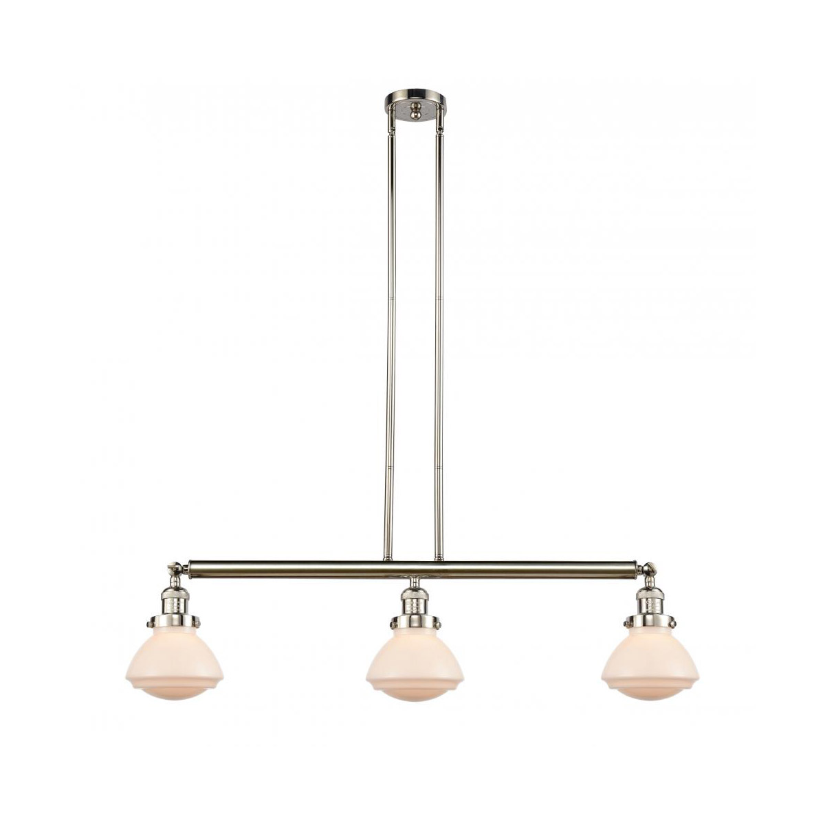 Franklin Restoration Olean LED 39 inch Polished Nickel Island Light Ceiling Light in Matte White Glass, Franklin Restoration