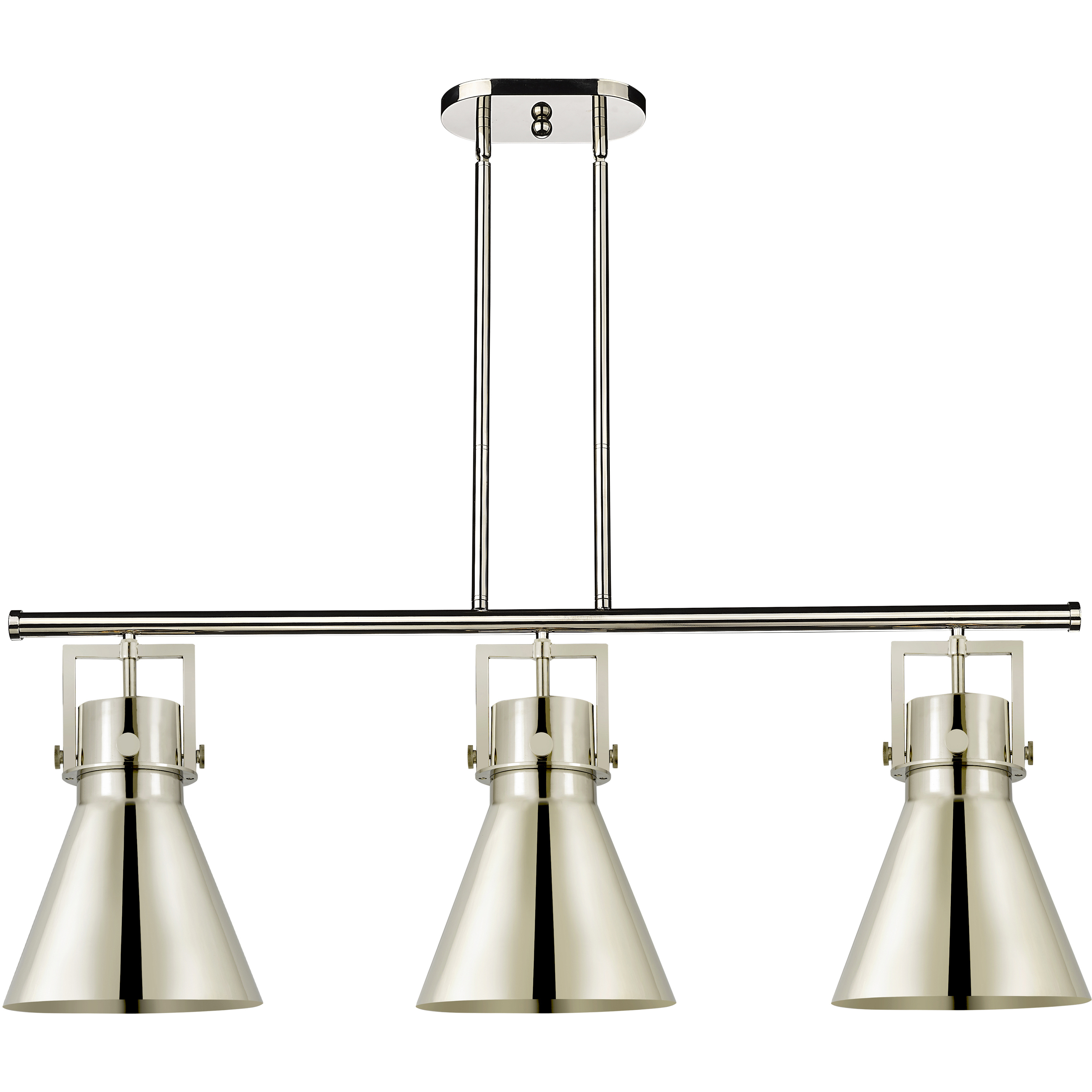Newton Cone 3 Light 42 inch Polished Nickel Island Light Ceiling Light