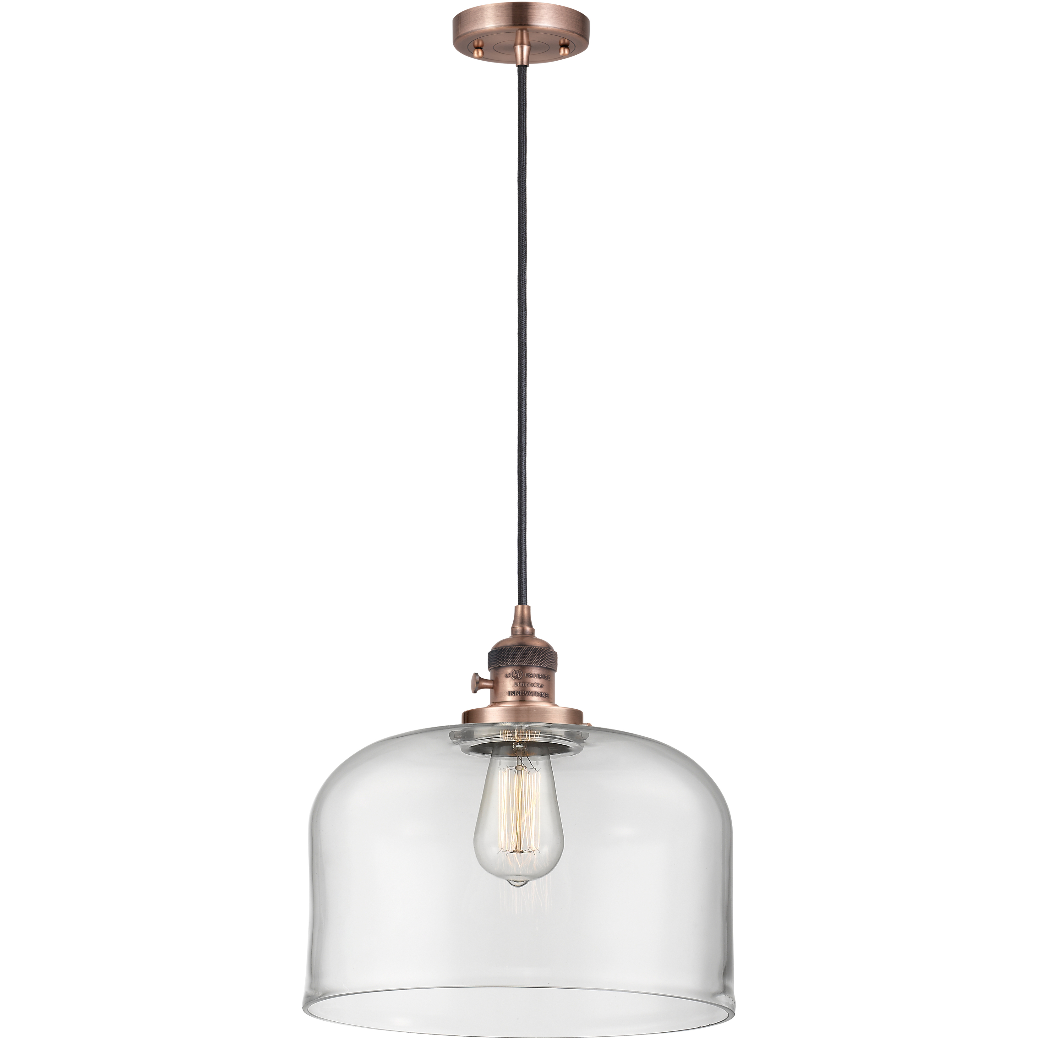 Franklin Restoration Bell 1 Light 12 inch Antique Copper Mini Pendant Ceiling Light in Incandescent, Clear
