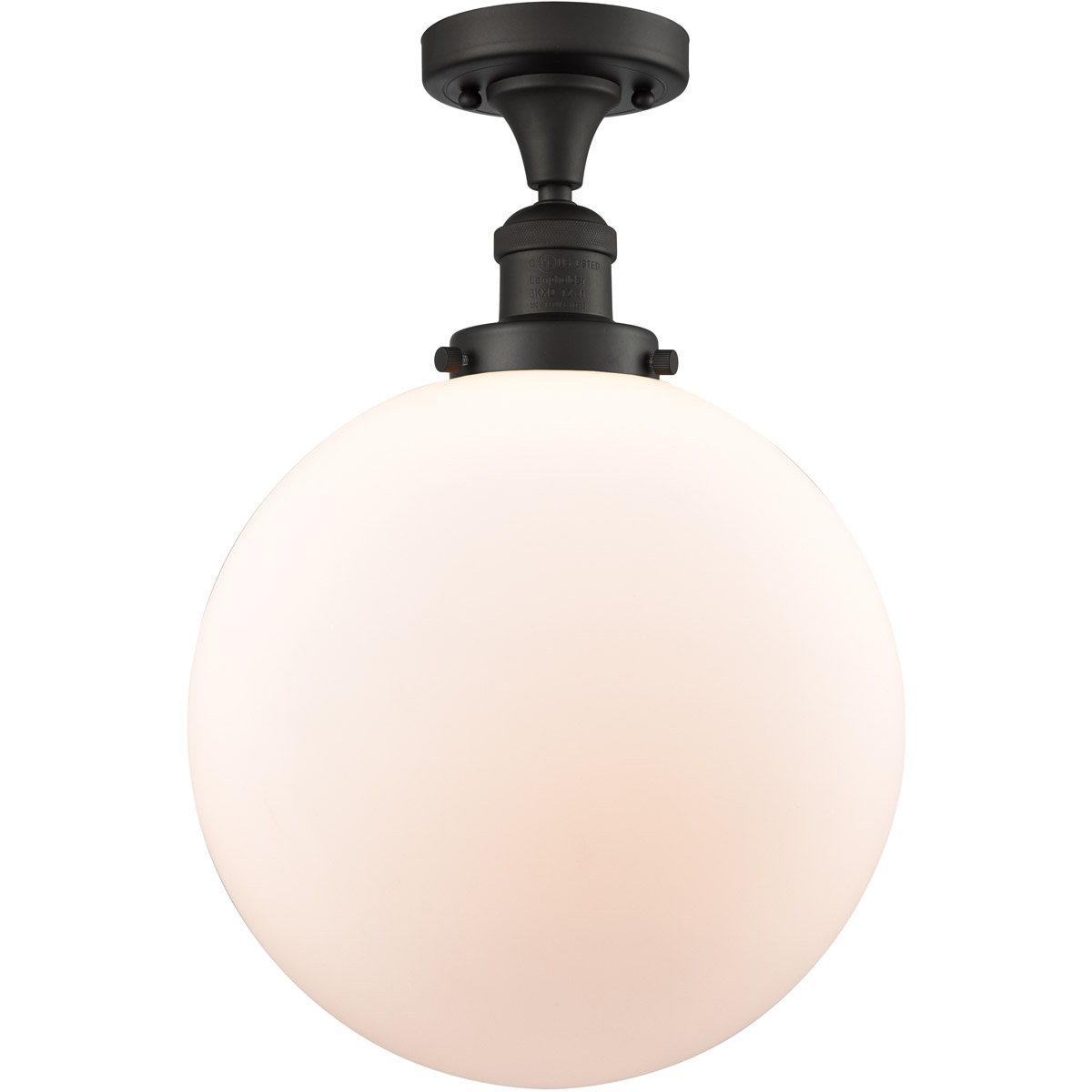 Franklin Restoration XX-Large Beacon 1 Light 12 inch Oil Rubbed Bronze Semi-Flush Mount Ceiling Light in Matte White Glass, Franklin Restoration