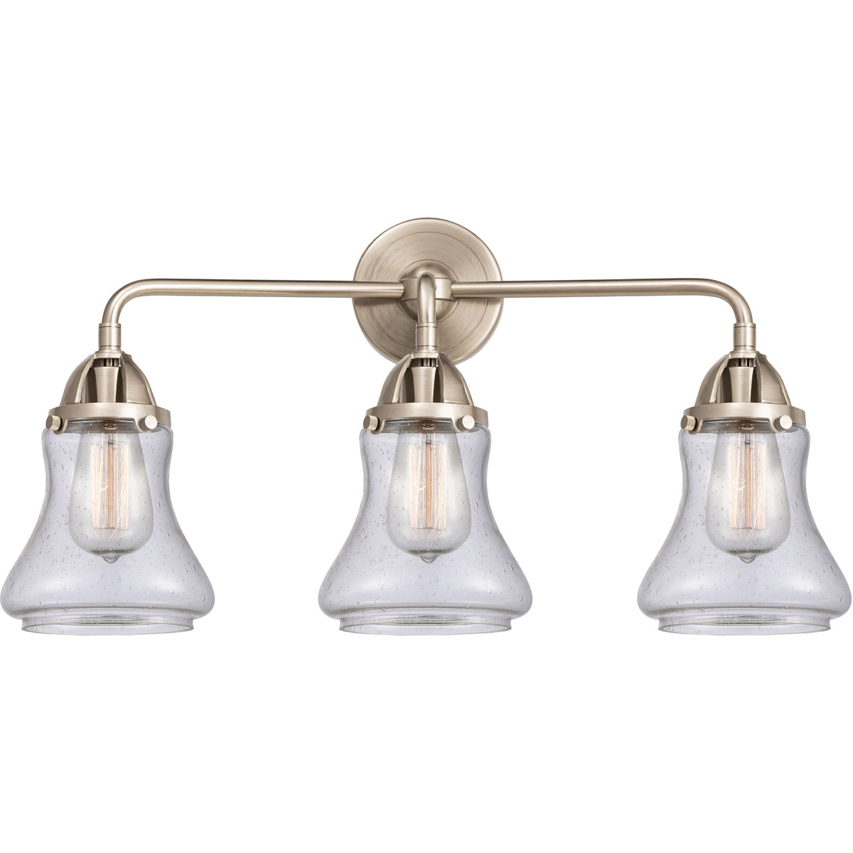 Nouveau 2 Bellmont LED 24 inch Antique Copper Bath Vanity Light Wall Light in Seedy Glass