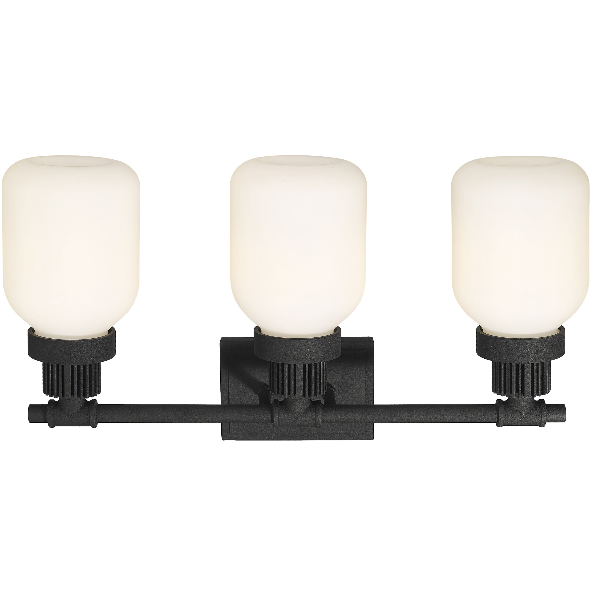 Somers 3 Light 24 inch Textured Black Bath Vanity Light Wall Light in Matte White Glass