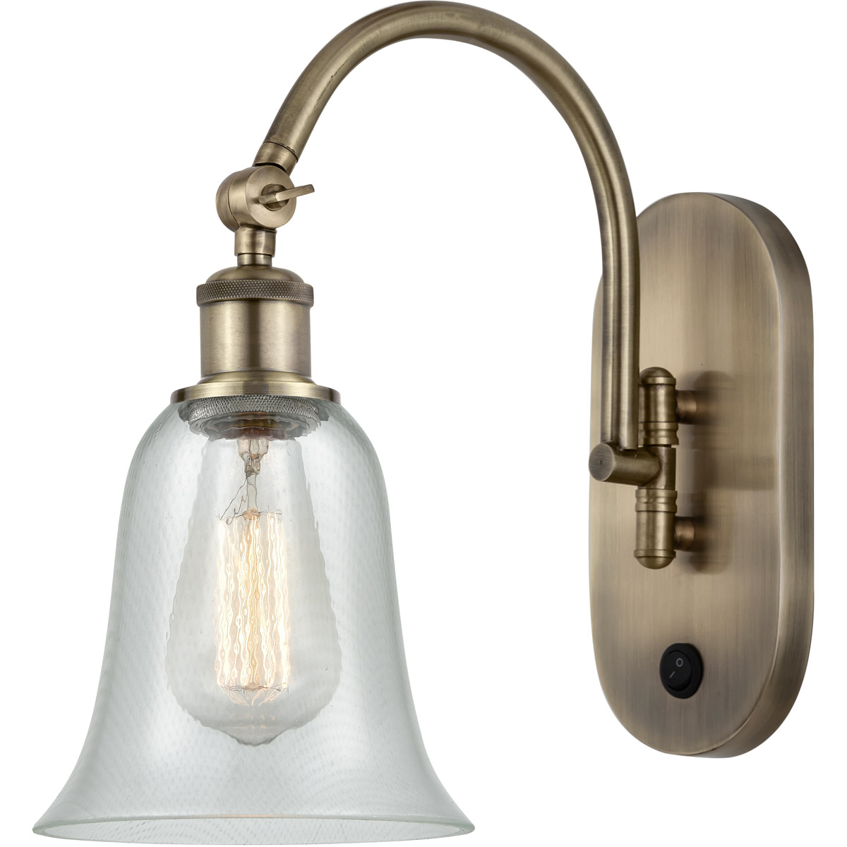 Ballston Hanover 1 Light 6.25 inch Antique Brass Sconce Wall Light in Fishnet Glass