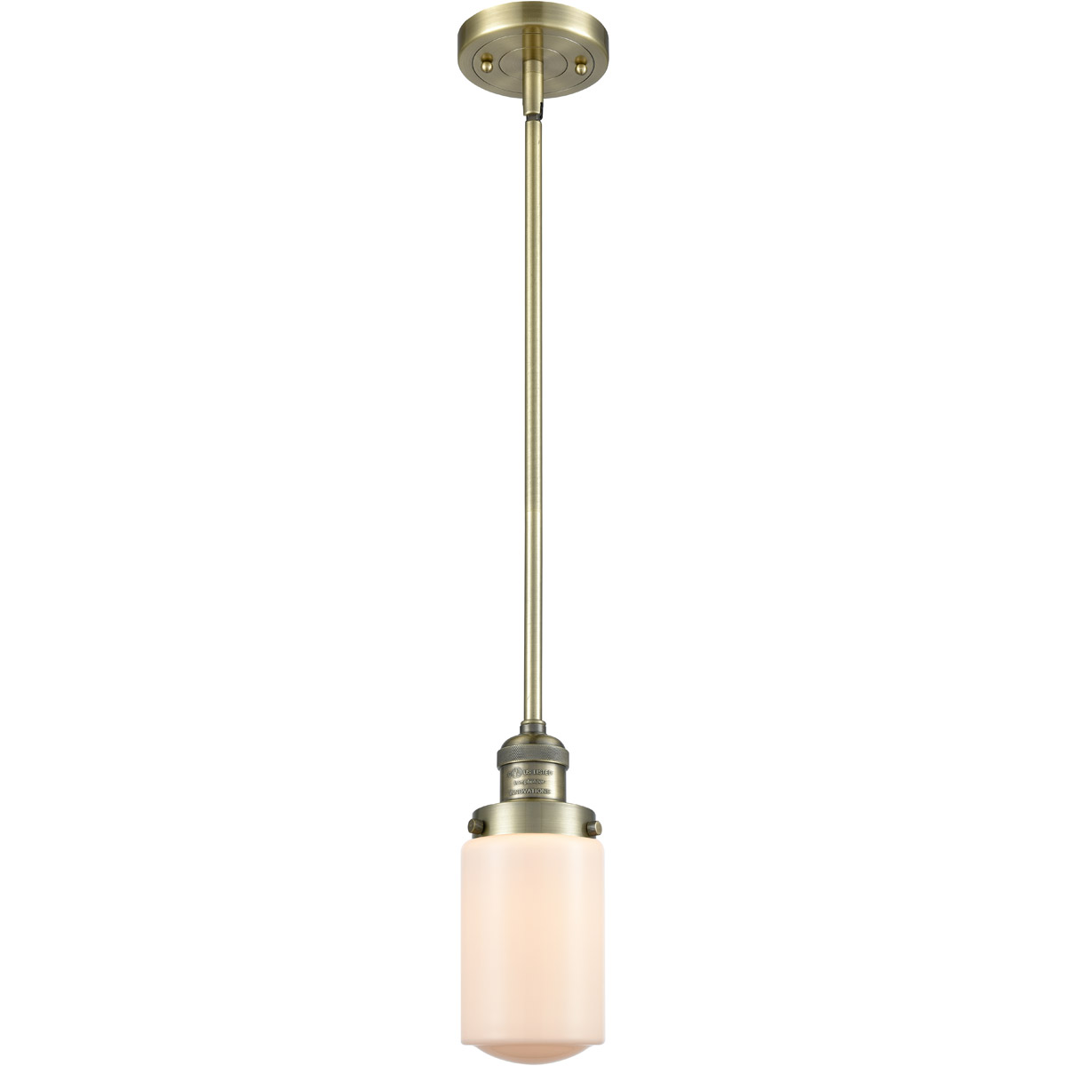 Franklin Restoration Dover 1 Light 5 inch Antique Brass Mini Pendant Ceiling Light in Incandescent, Matte White Glass, Franklin Restoration