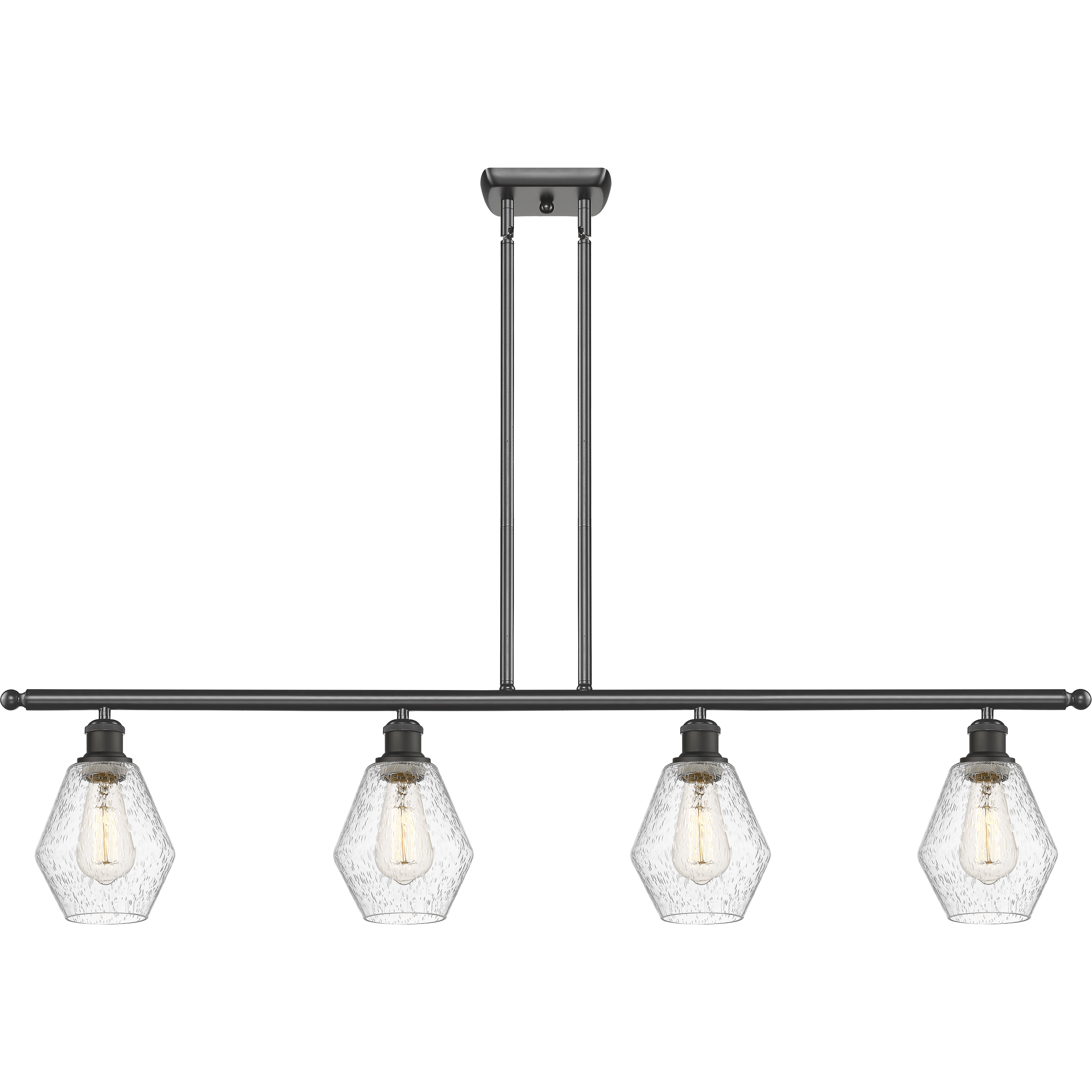 Ballston Cindyrella 4 Light 48 inch Oil Rubbed Bronze Island Light Ceiling Light in Incandescent, Seedy Glass