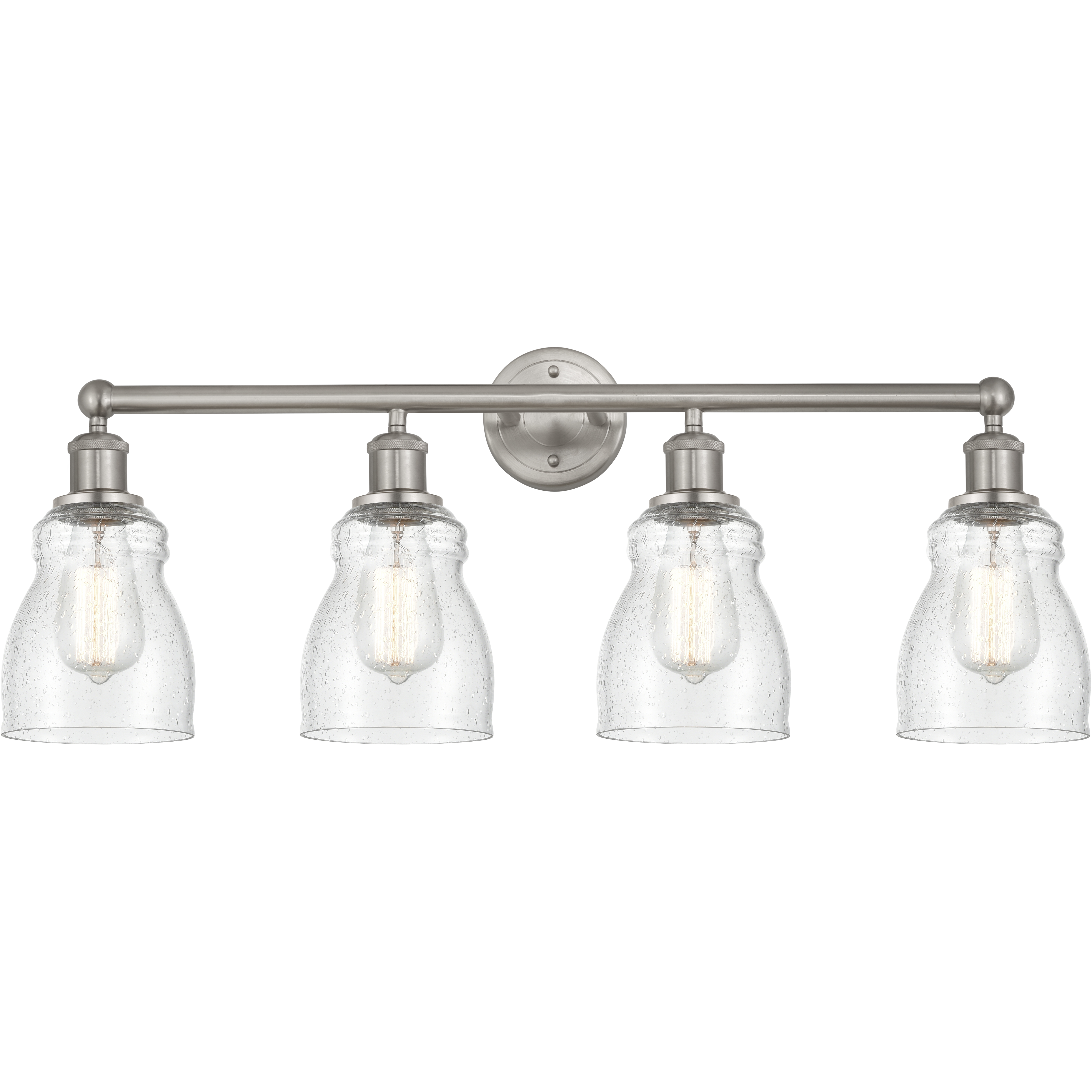 Edison Ellery 4 Light 32 inch Brushed Satin Nickel Bath Vanity Light Wall Light in Seedy Glass