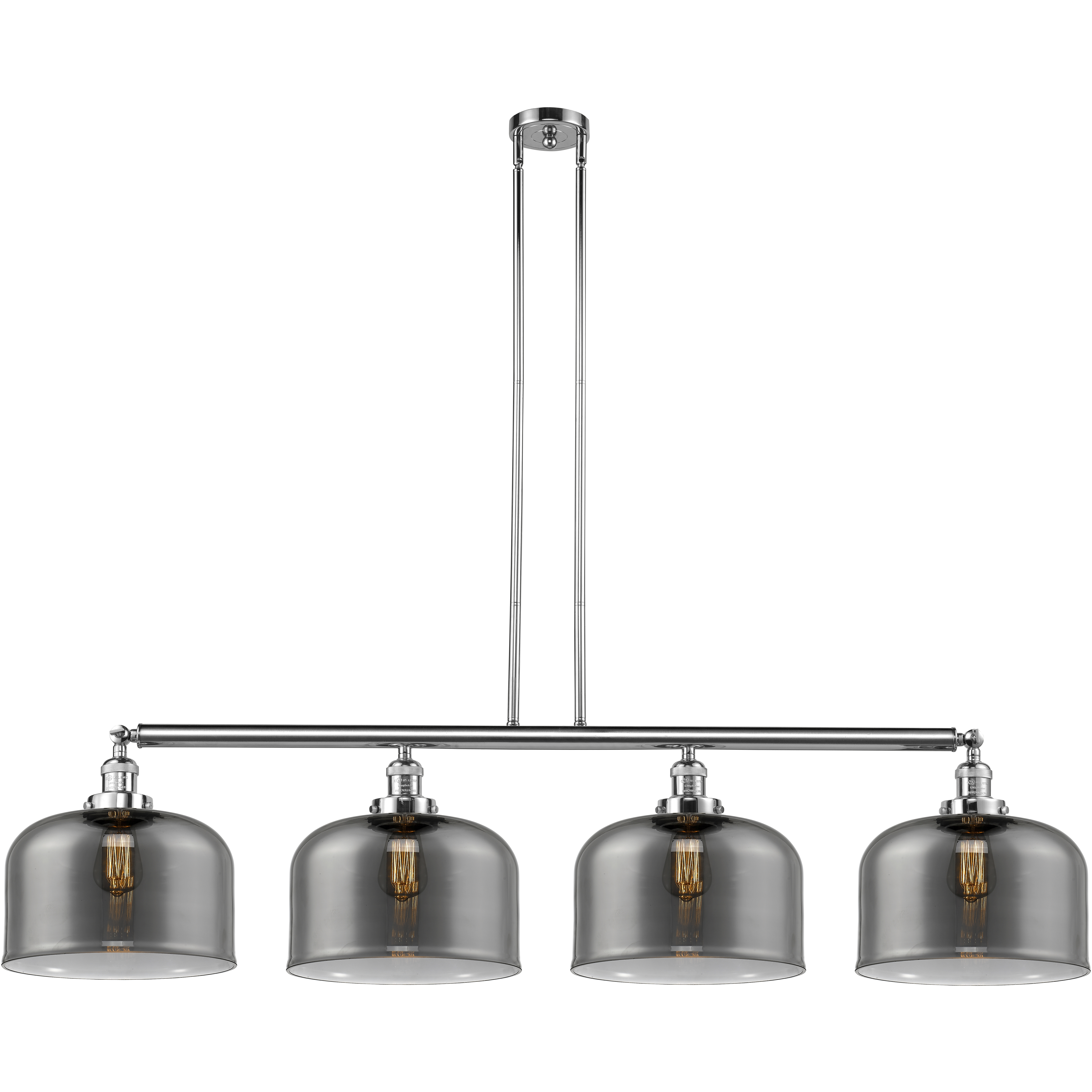 Franklin Restoration X-Large Bell 4 Light 54 inch Polished Chrome Island Light Ceiling Light in Plated Smoke Glass, Franklin Restoration