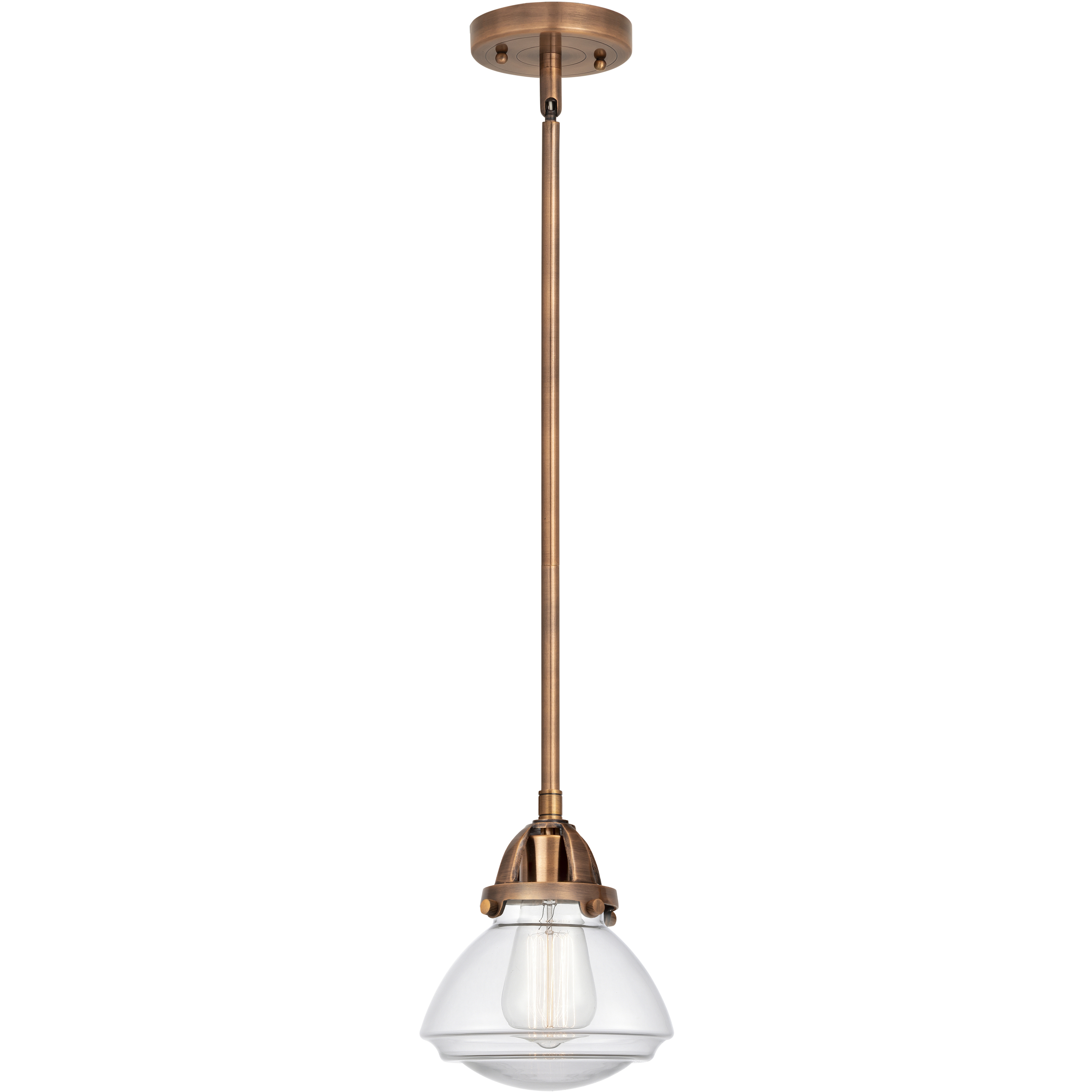 Nouveau 2 Olean 1 Light 6.75 inch Antique Copper Mini Pendant Ceiling Light in Incandescent, Clear