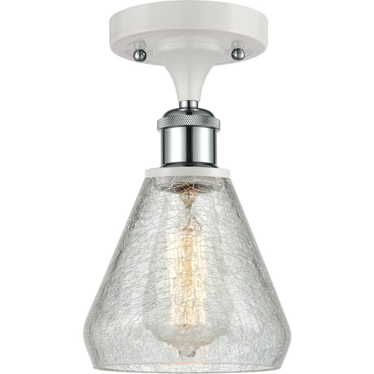 Ballston Conesus 1 Light 6 inch White and Polished Chrome Semi-Flush Mount Ceiling Light, Ballston