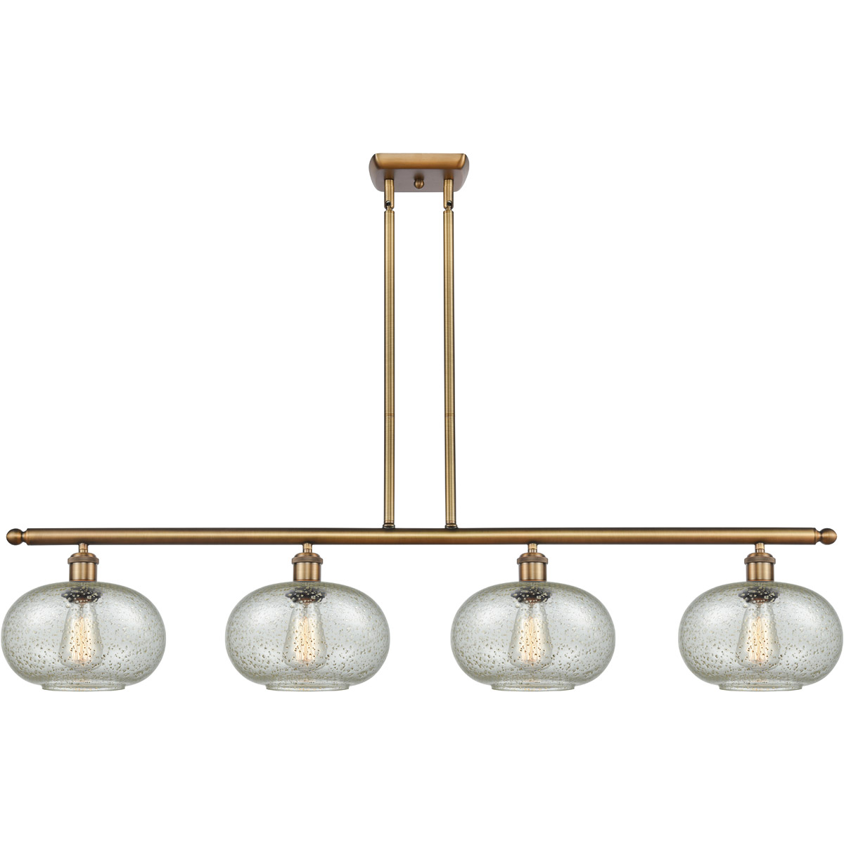 Ballston Gorham 4 Light 48 inch Brushed Brass Island Light Ceiling Light in Mica Glass, Ballston
