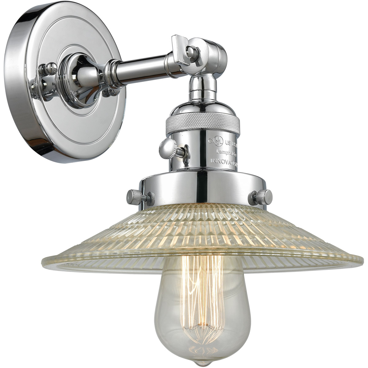 Franklin Restoration Halophane LED 9 inch Polished Chrome Sconce Wall Light, Franklin Restoration