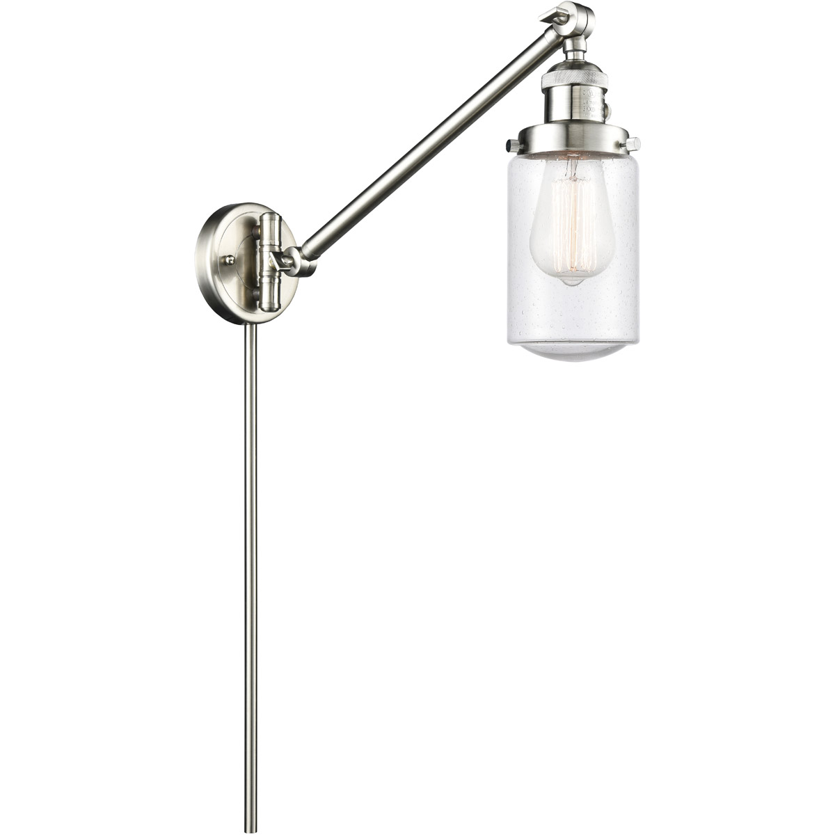 Dover 30 inch 60.00 watt Satin Nickel Swing Arm Wall Light, Franklin Restoration