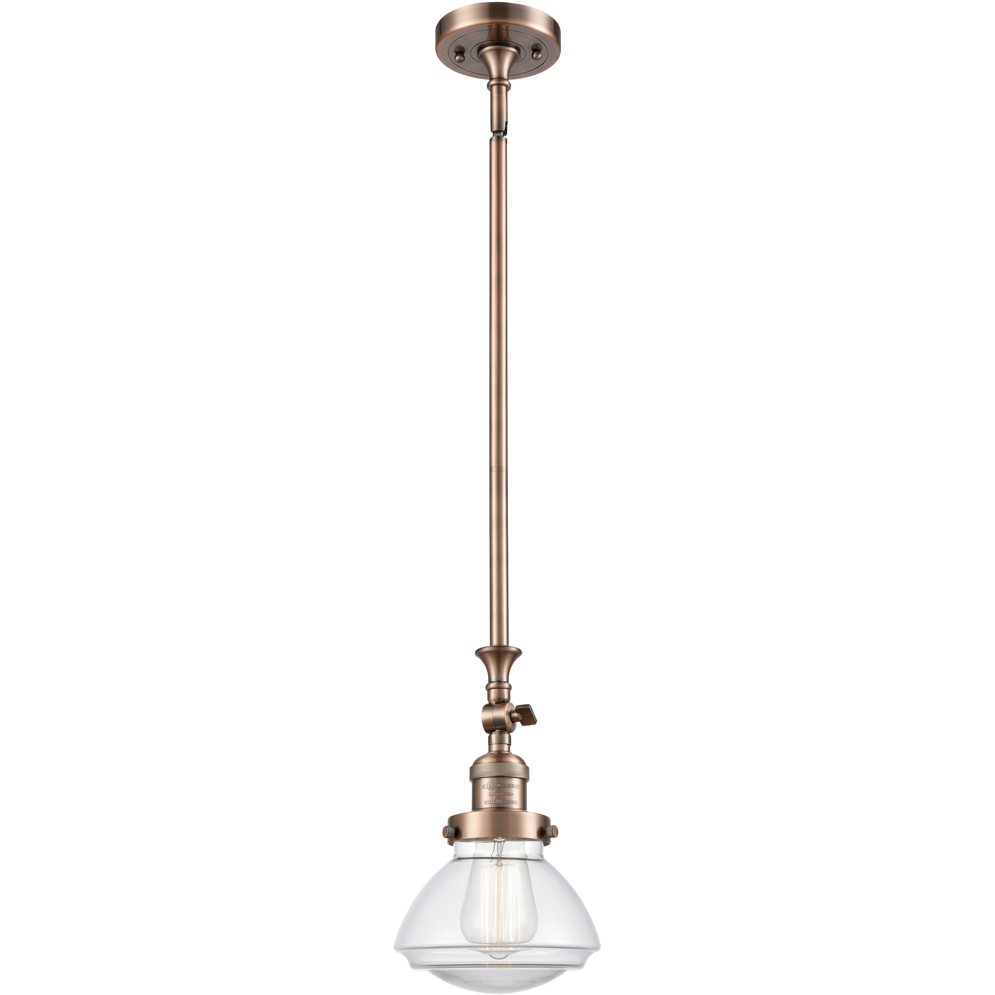 Franklin Restoration Olean LED 6.75 inch Antique Copper Mini Pendant Ceiling Light in Clear, Franklin Restoration