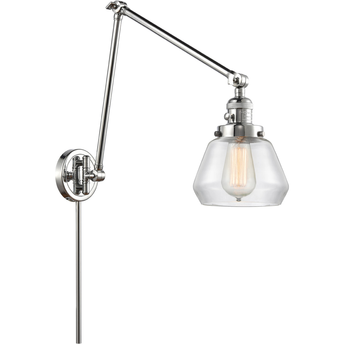 Fulton 30 inch 3.50 watt Polished Chrome Swing Arm Wall Light, Franklin Restoration