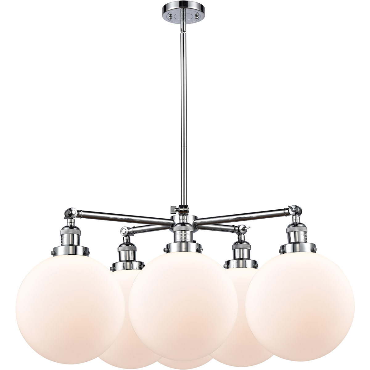 Franklin Restoration X-Large Beacon 6 Light 33 inch Polished Chrome Chandelier Ceiling Light in Incandescent, Matte White Glass, Franklin Restoration