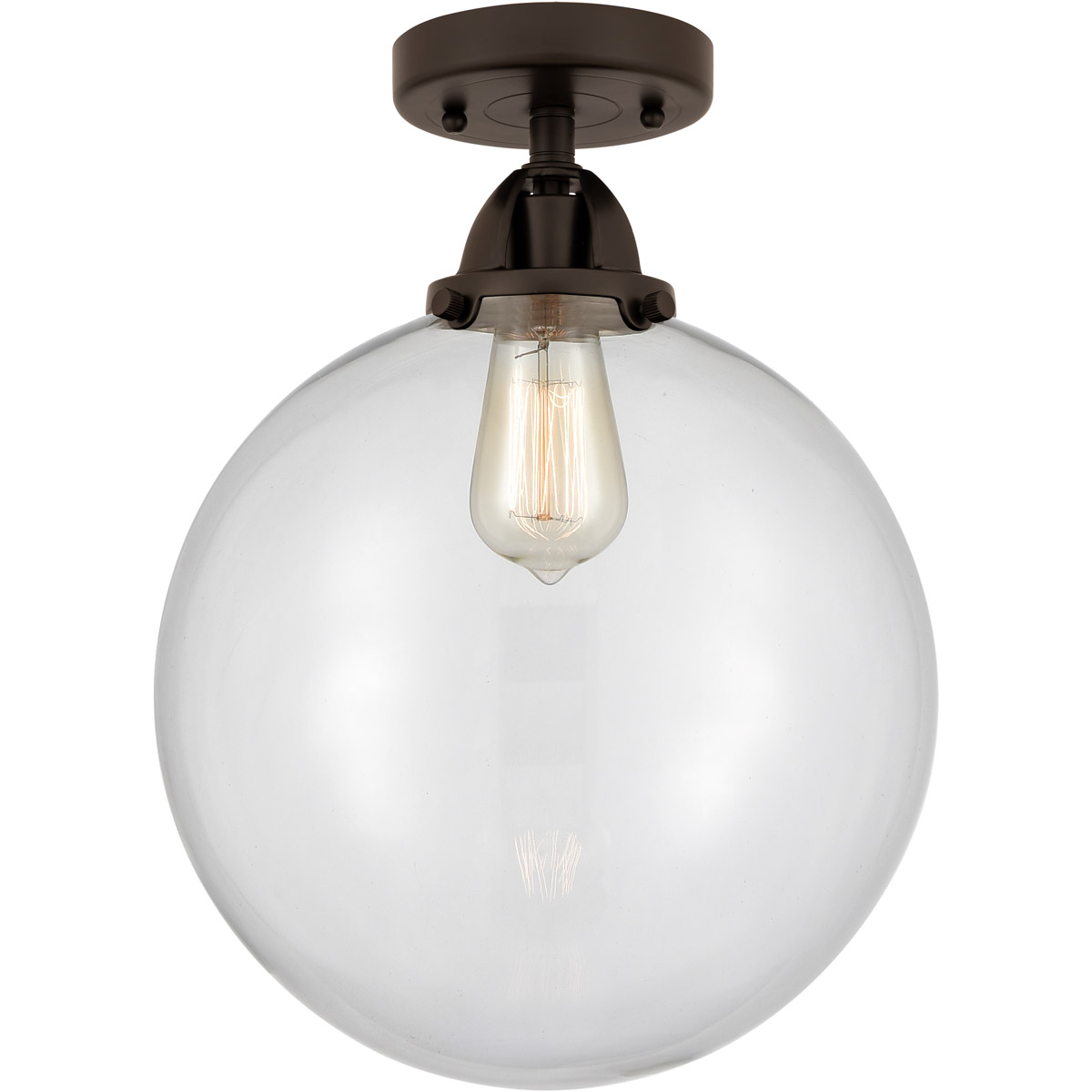 Nouveau 2 Beacon 1 Light 12 inch Oil Rubbed Bronze Semi-Flush Mount Ceiling Light in Clear Glass