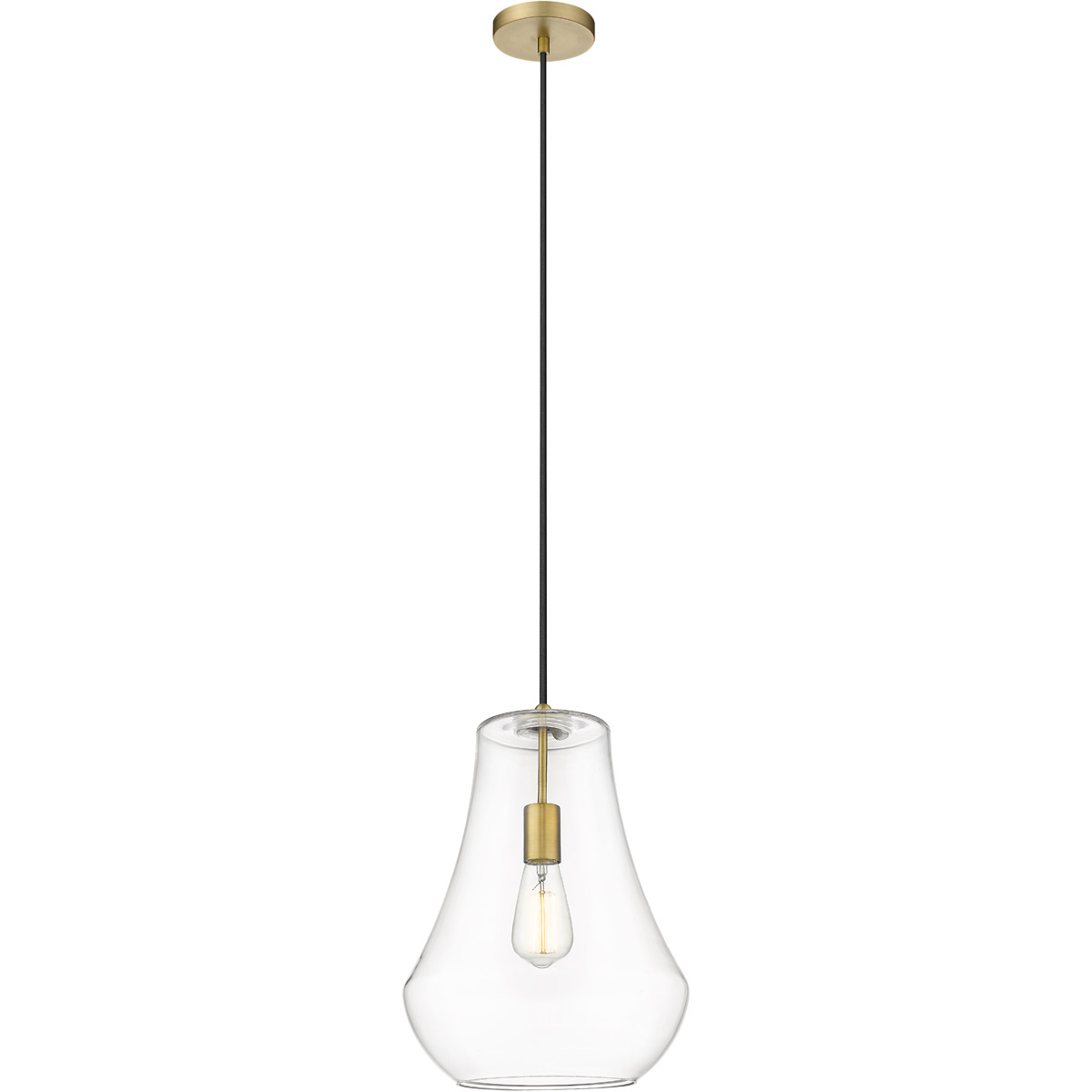 Fairfield LED 11.75 inch Brushed Brass Mini Pendant Ceiling Light in Clear Glass