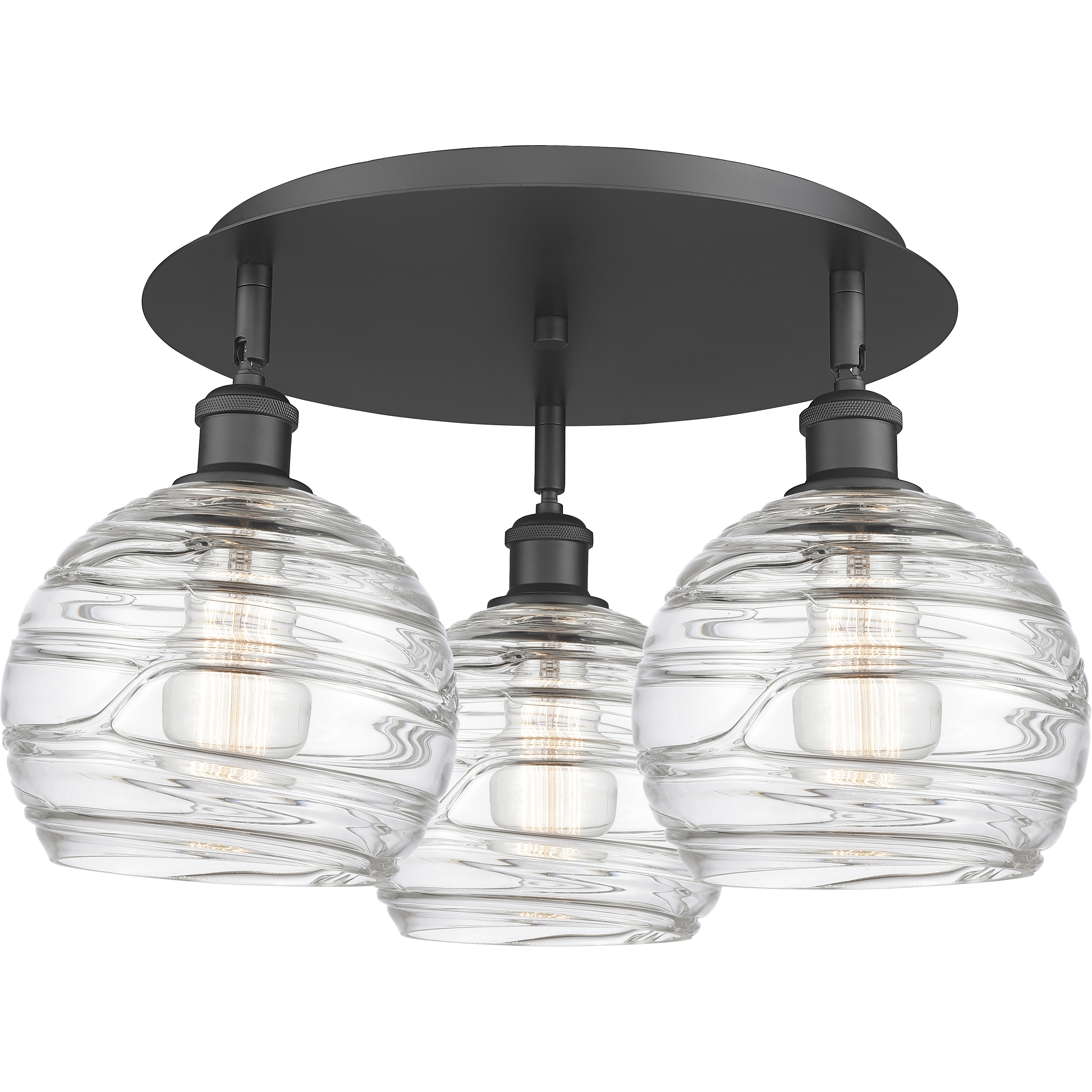 Athens Deco Swirl 3 Light 19.75 inch Matte Black Flush Mount Ceiling Light