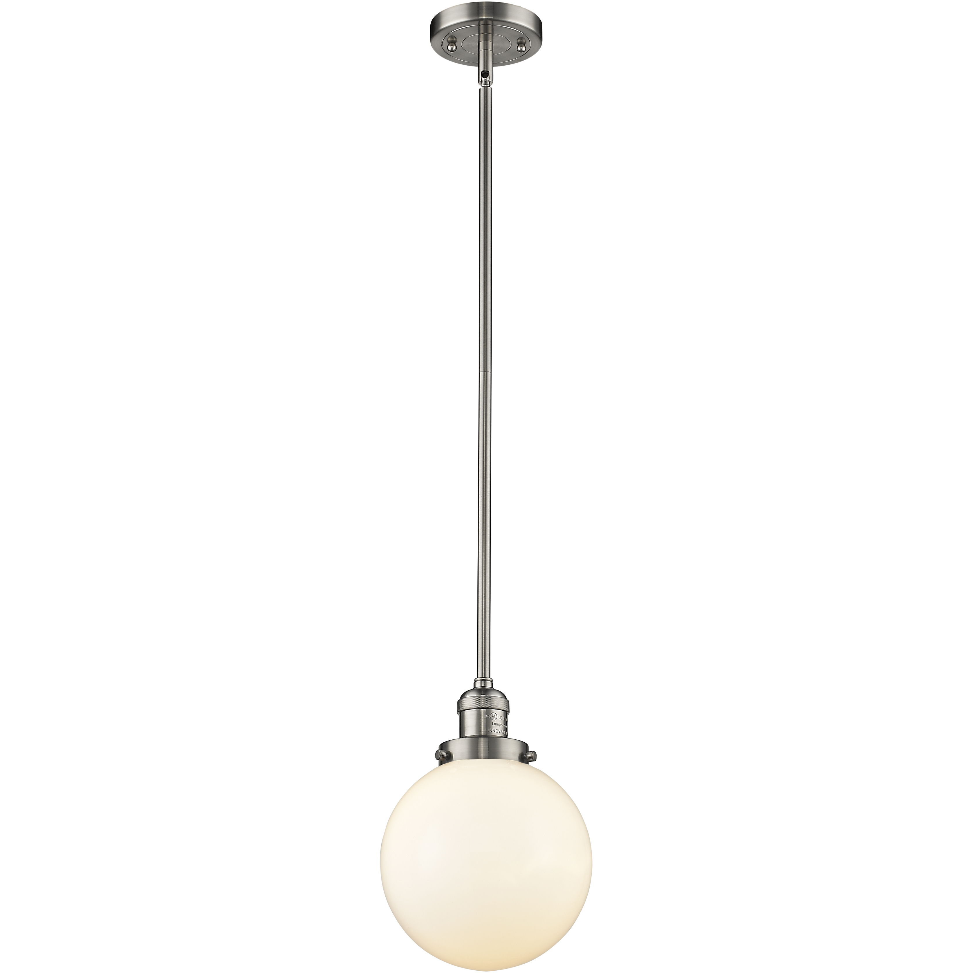 Franklin Restoration Beacon 1 Light 8 inch Brushed Satin Nickel Mini Pendant Ceiling Light in Incandescent, Matte White, Franklin Restoration
