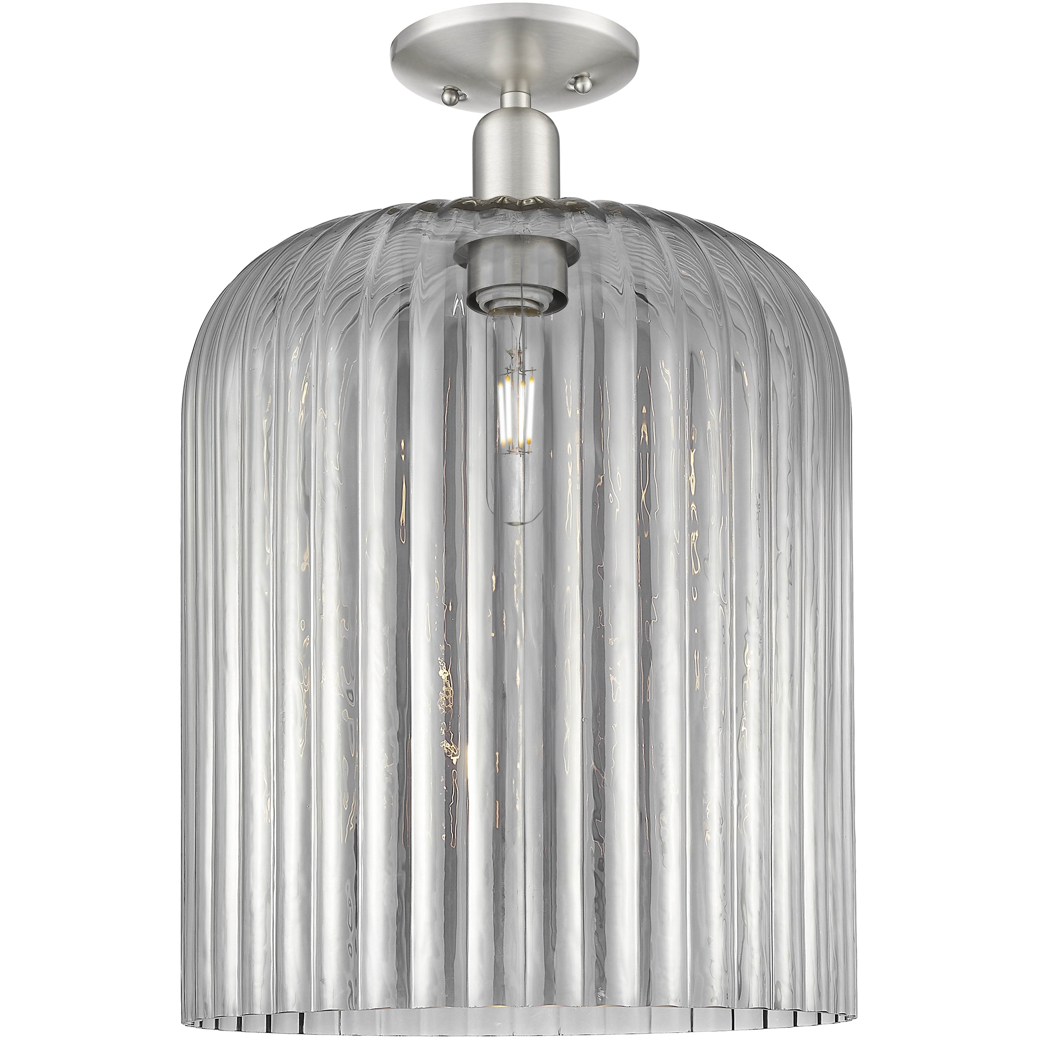Bridal Veil 1 Light 12 inch Brushed Satin Nickel Semi-Flush Mount Ceiling Light in Light Smoke Glass