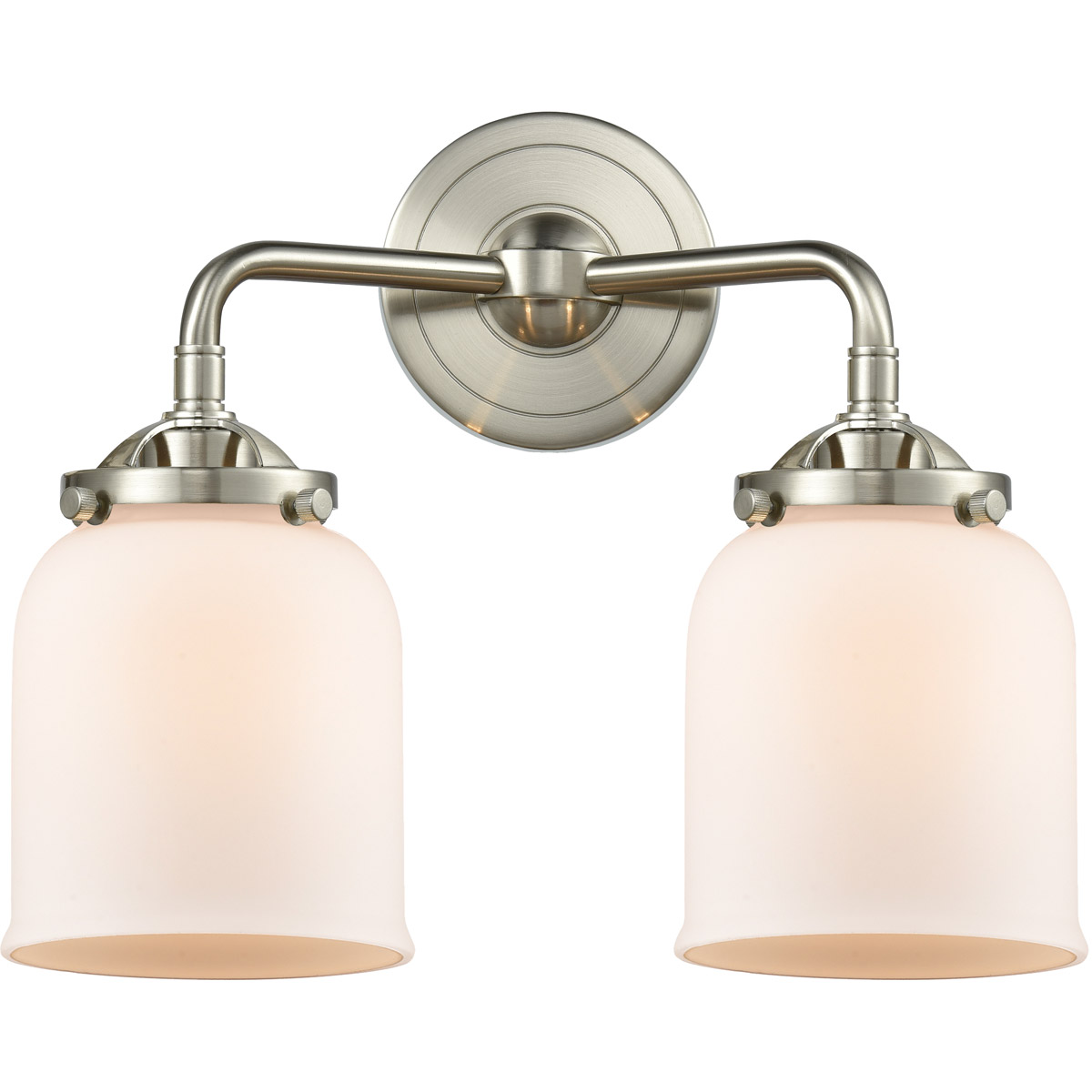 Nouveau Small Bell LED 13 inch Brushed Satin Nickel Bath Vanity Light Wall Light in Matte White Glass, Nouveau