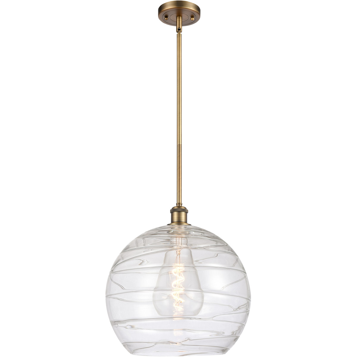 Ballston Deco Swirl 1 Light 14 inch Brushed Brass Pendant Ceiling Light