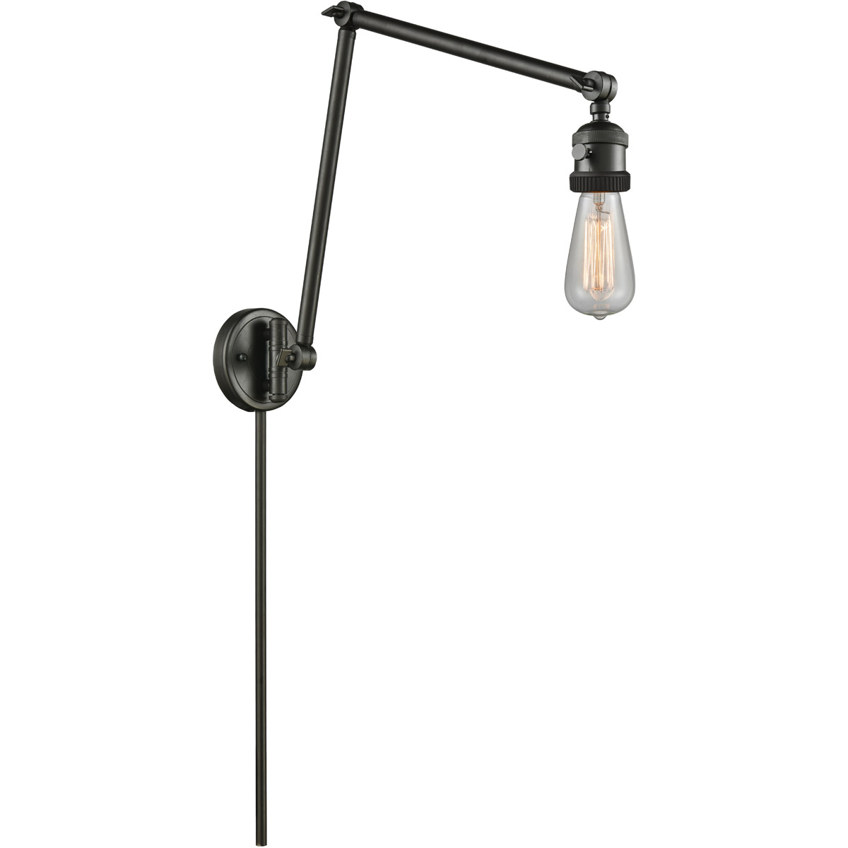 Bare Bulb 30 inch 60.00 watt Brushed Brass Swing Arm Wall Light, Franklin Restoration