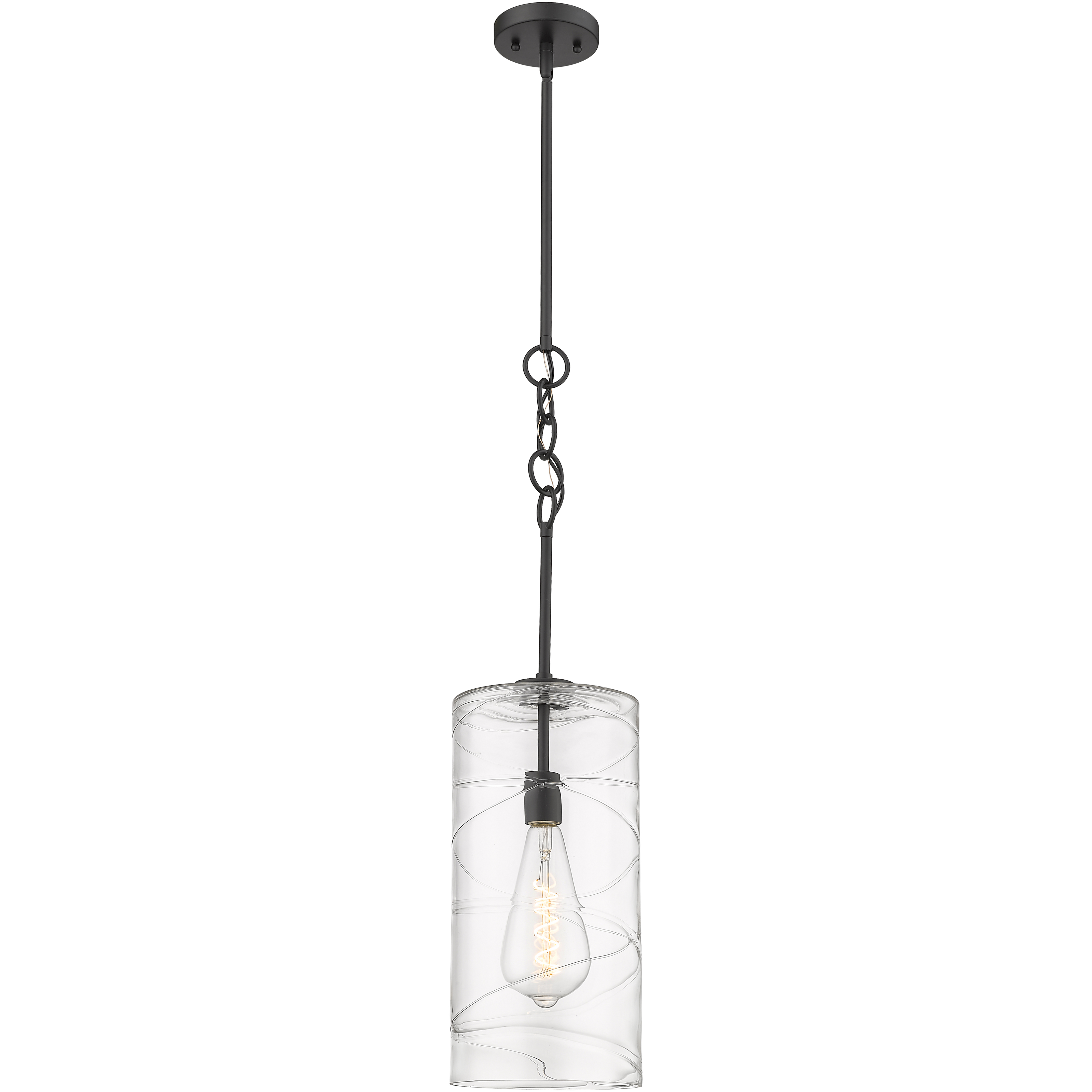 Wexford 1 Light 8 inch Matte Black Mini Pendant Ceiling Light in Clear Deco Swirl Glass