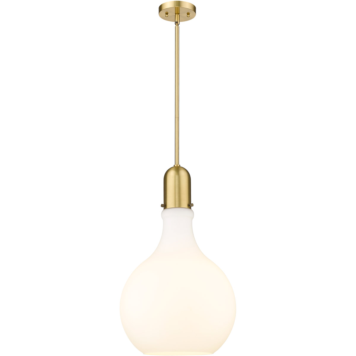 Amherst LED 13.75 inch Satin Gold Pendant Ceiling Light in Matte White Glass