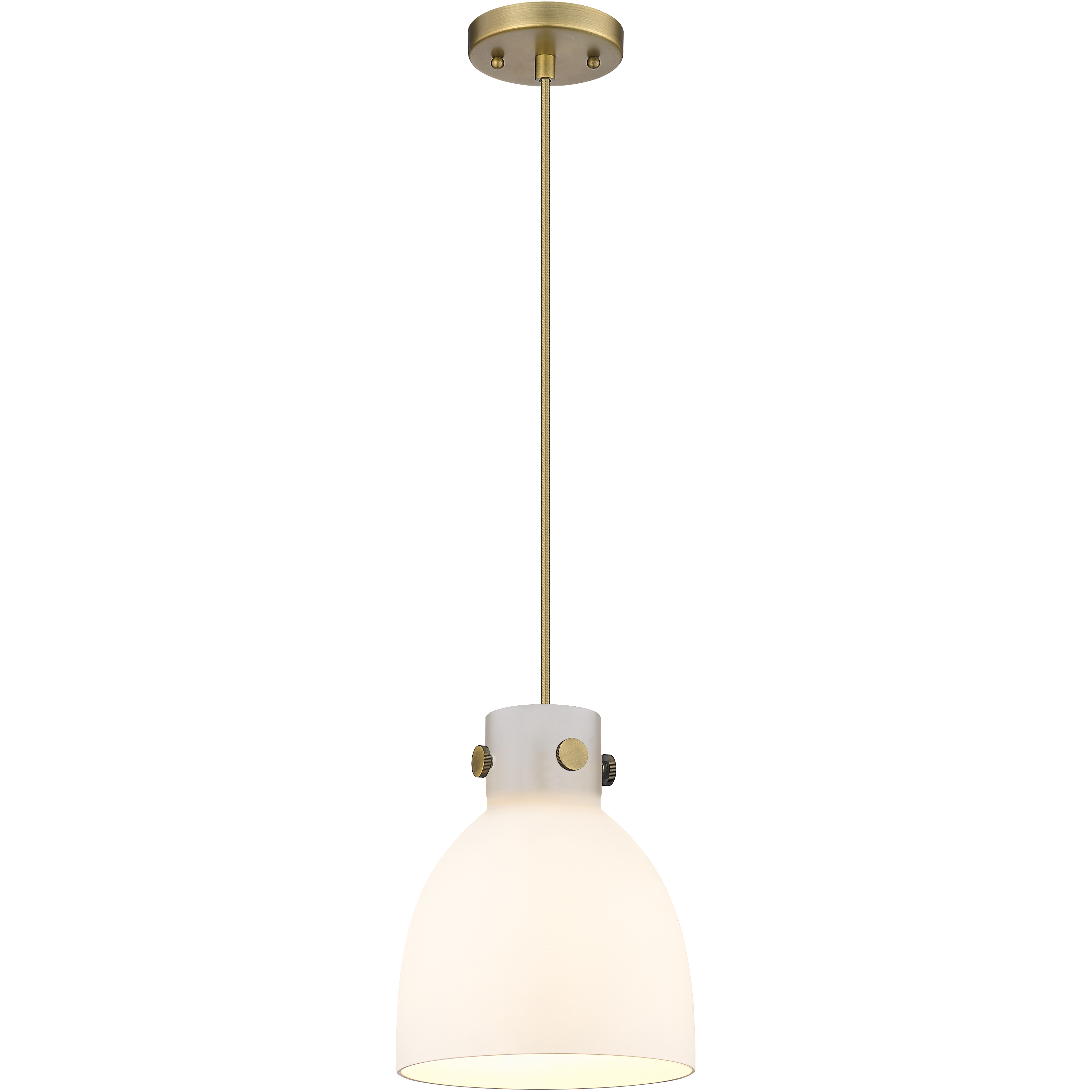 Downtown Urban Newton Bell 1 Light 8 inch Brushed Brass Pendant Ceiling Light in Matte White